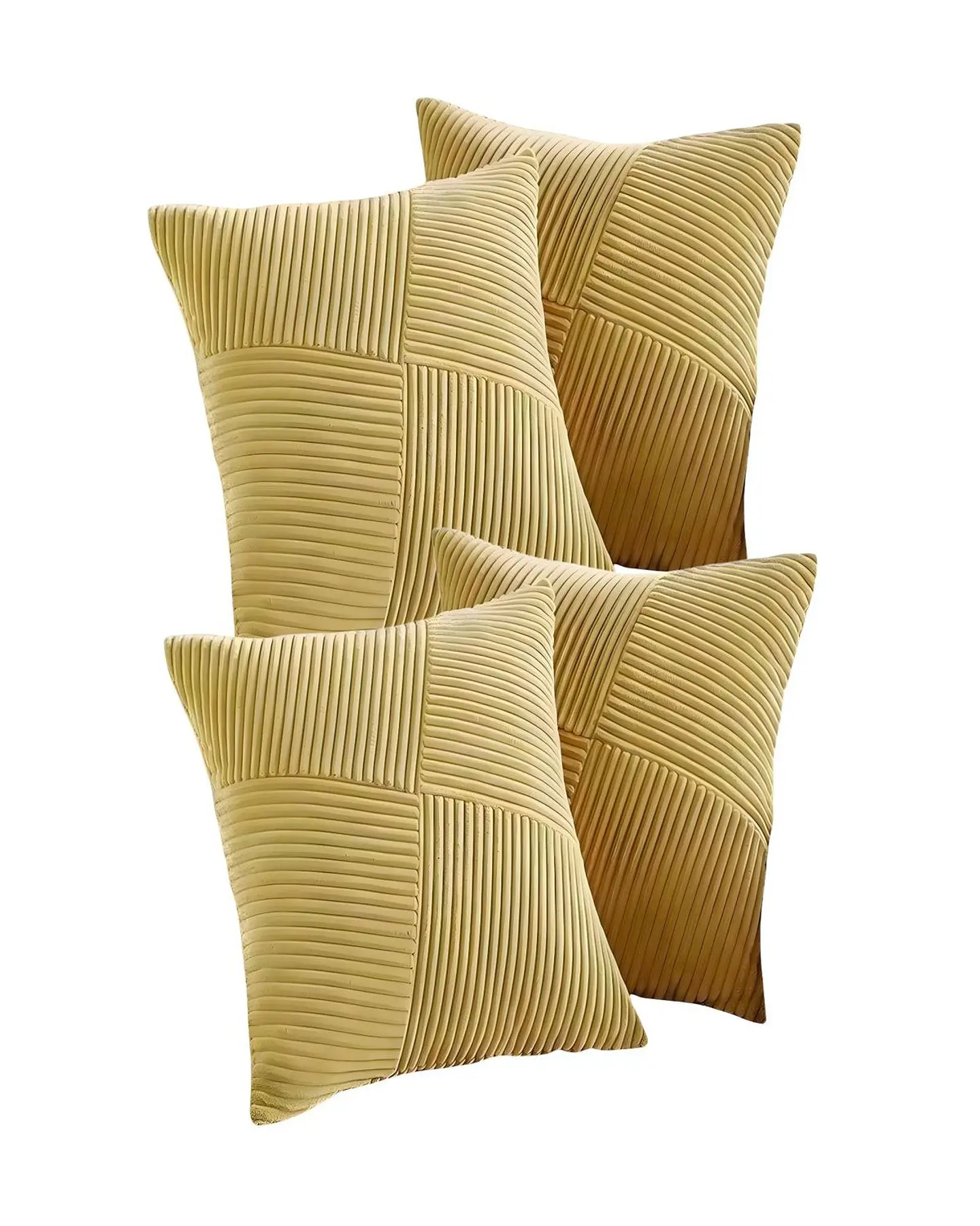 PACK DE 4 FUNDAS DE COJIN FELPA AMARILLO 1