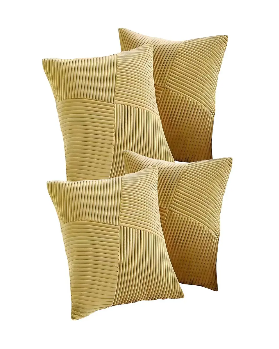 PACK DE 4 FUNDAS DE COJIN FELPA AMARILLO 1