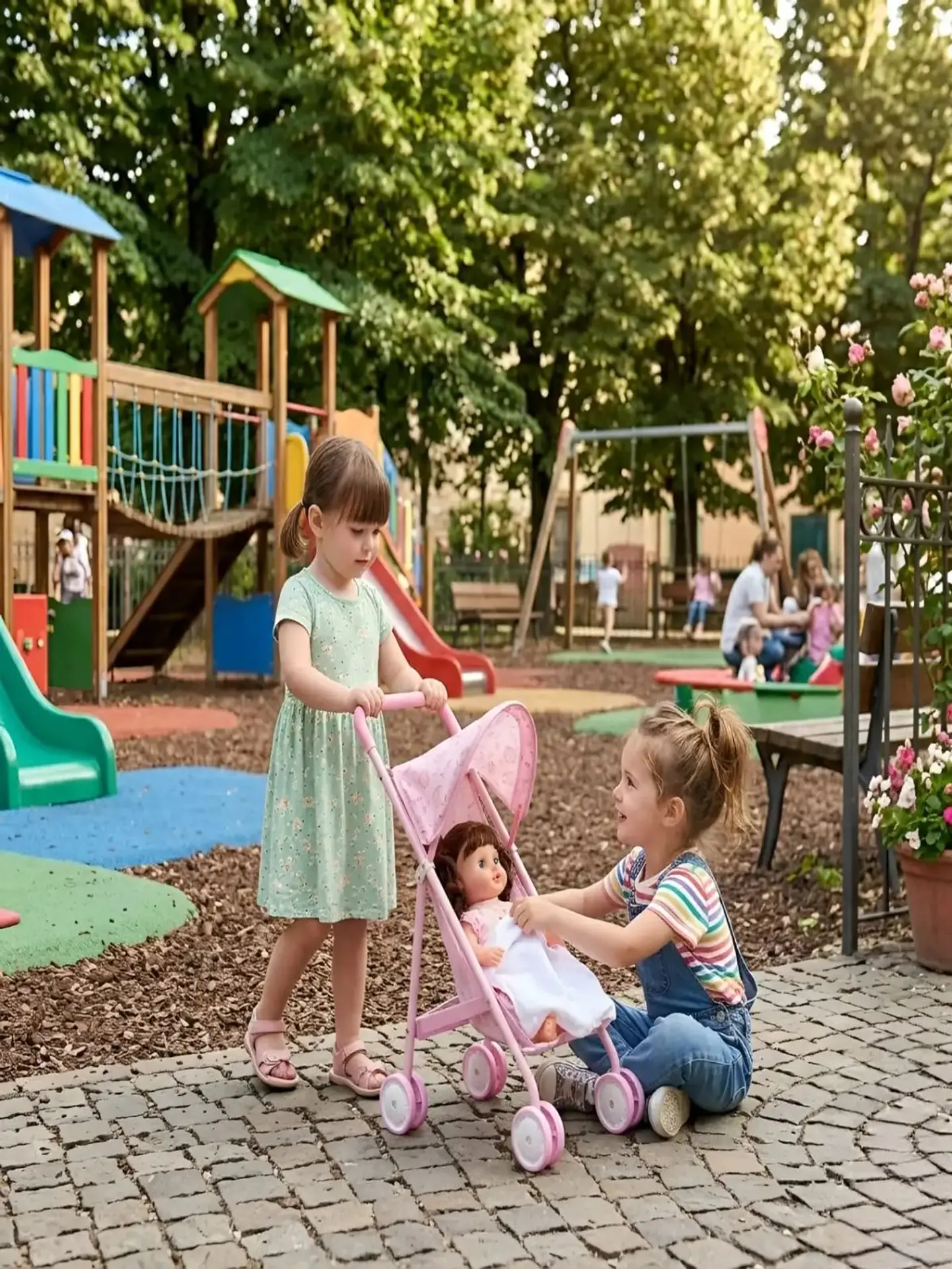 Set Muñeca Interactiva con Coche de Paseo Plegable 7
