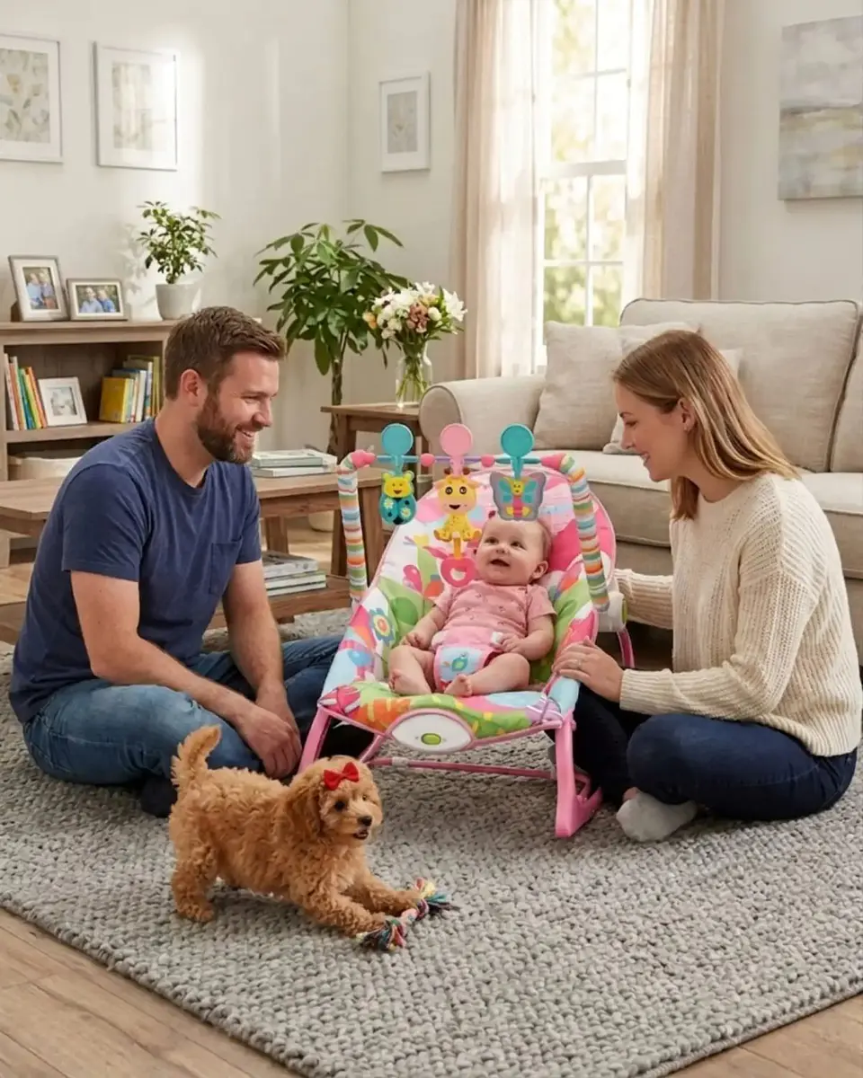 Silla Mecedora Multifuncional De Bebe Rosa 3 En 1 1