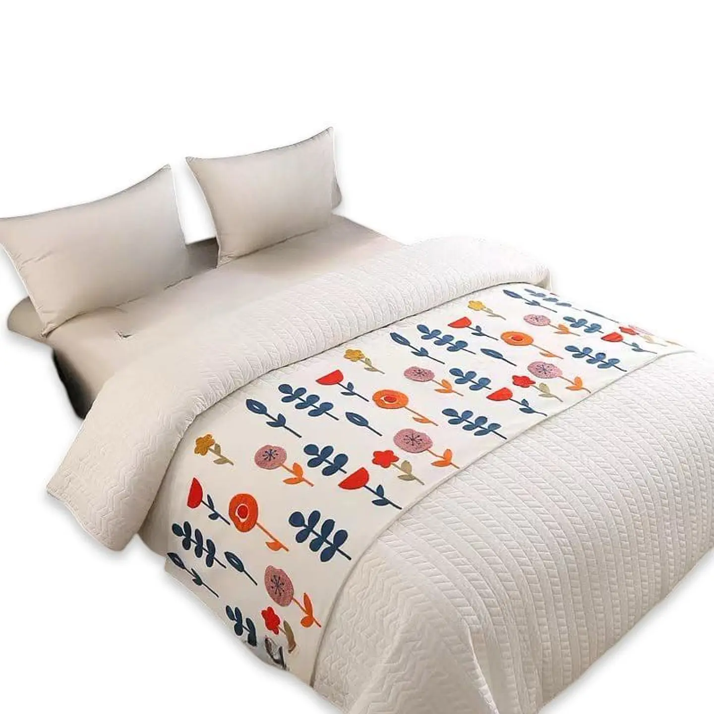 PIECERA DE CAMA BORDADA DECORATIVA 60X200 CM 2