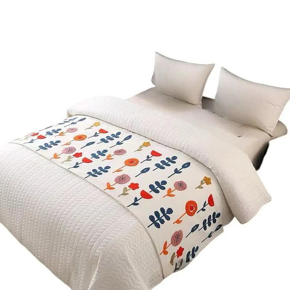 PIECERA DE CAMA BORDADA DECORATIVA 60X200 CM 3