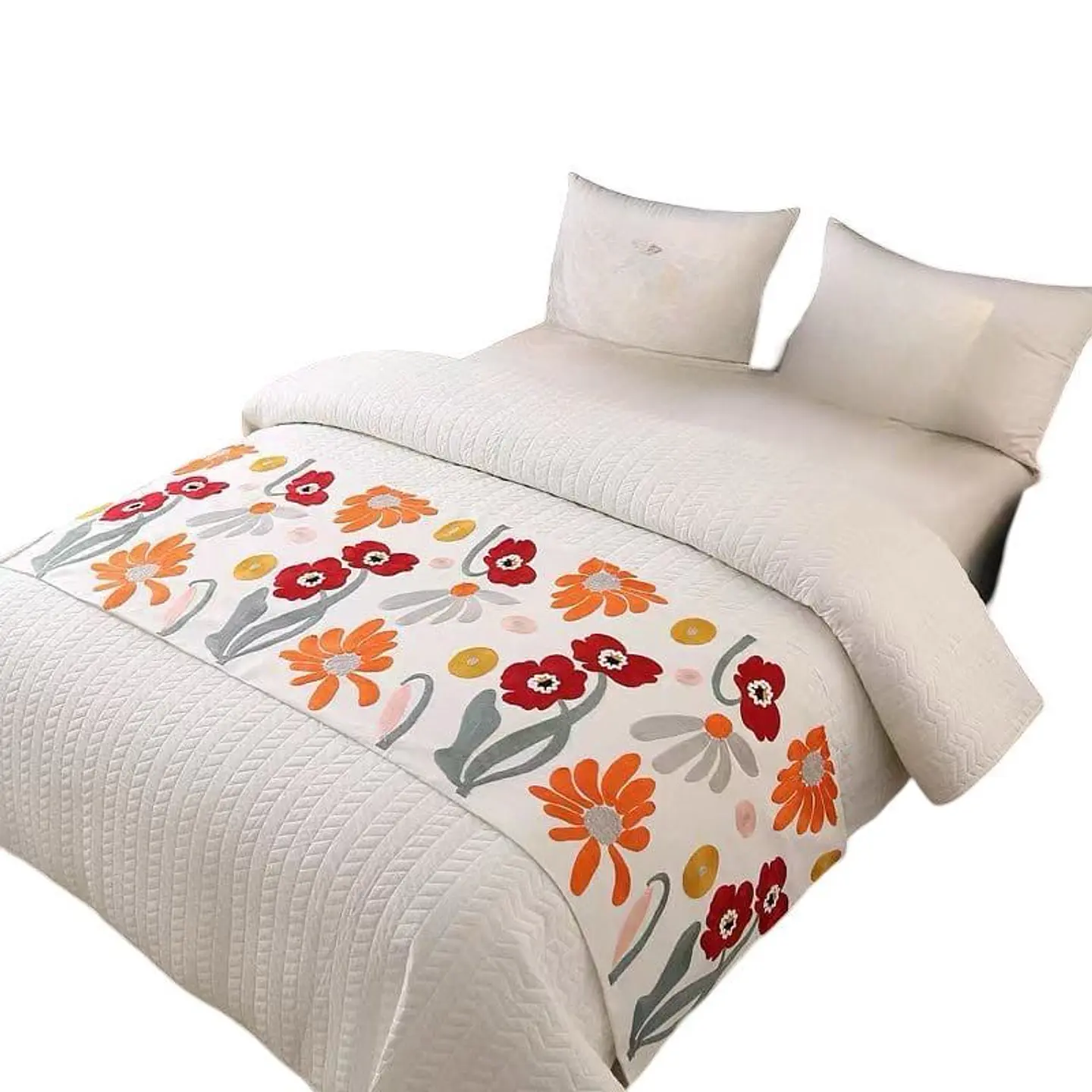 PIECERA DE CAMA BORDADA DECORATIVA 60X200 CM 2