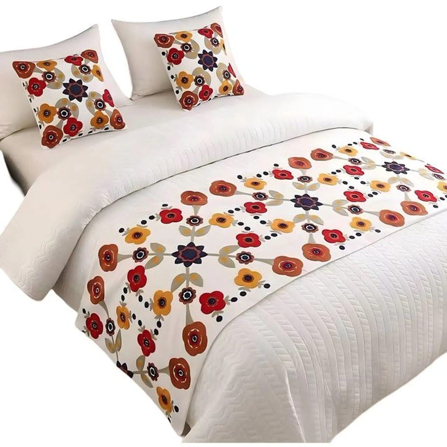 PIECERA DE CAMA SIN FUNDAS BORDADA DECORATIVA 60X200 CM 1
