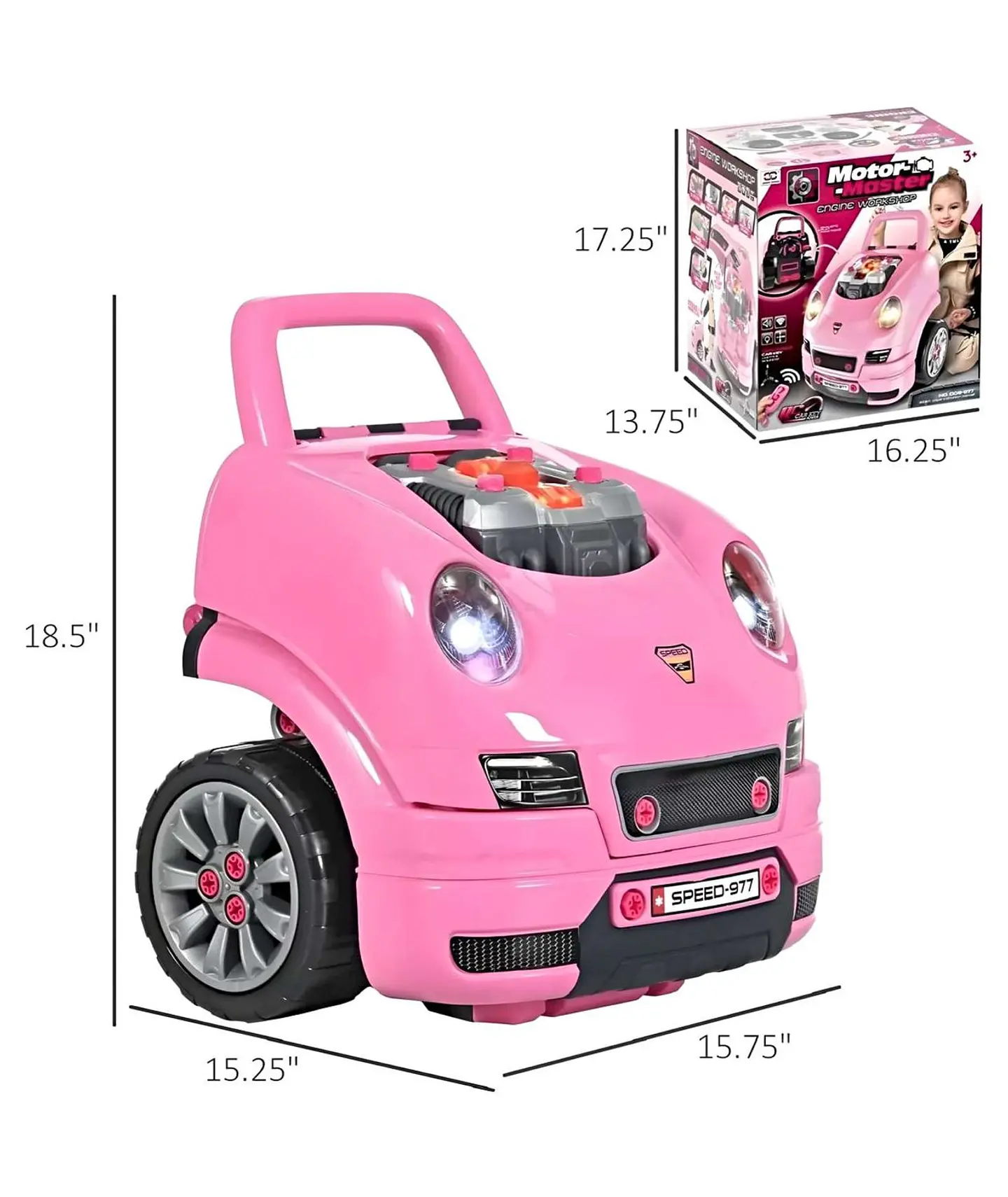 Juguete Auto Para Reparar Con Luces Sonidos Y Accesorios Rosa 1