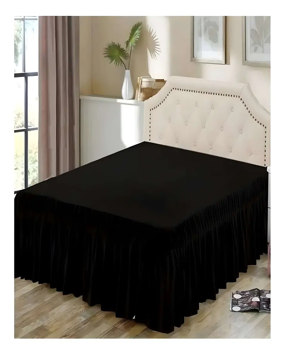FALDON DE CAMA SIN FUNDA PLAZA Y MEDIA NEGRO 3