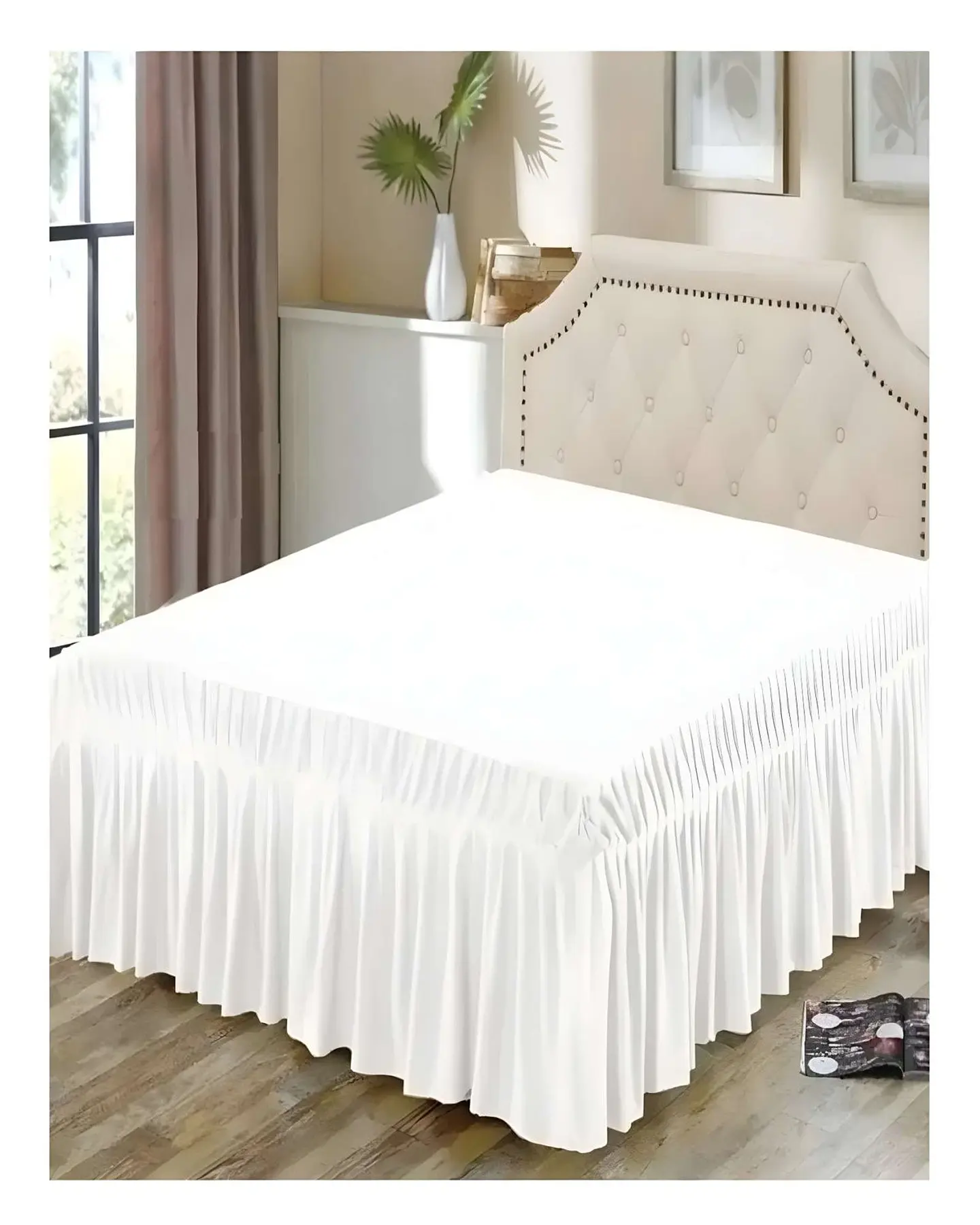 FALDON DE CAMA SIN FUNDA PLAZA Y MEDIA BLANCO 3