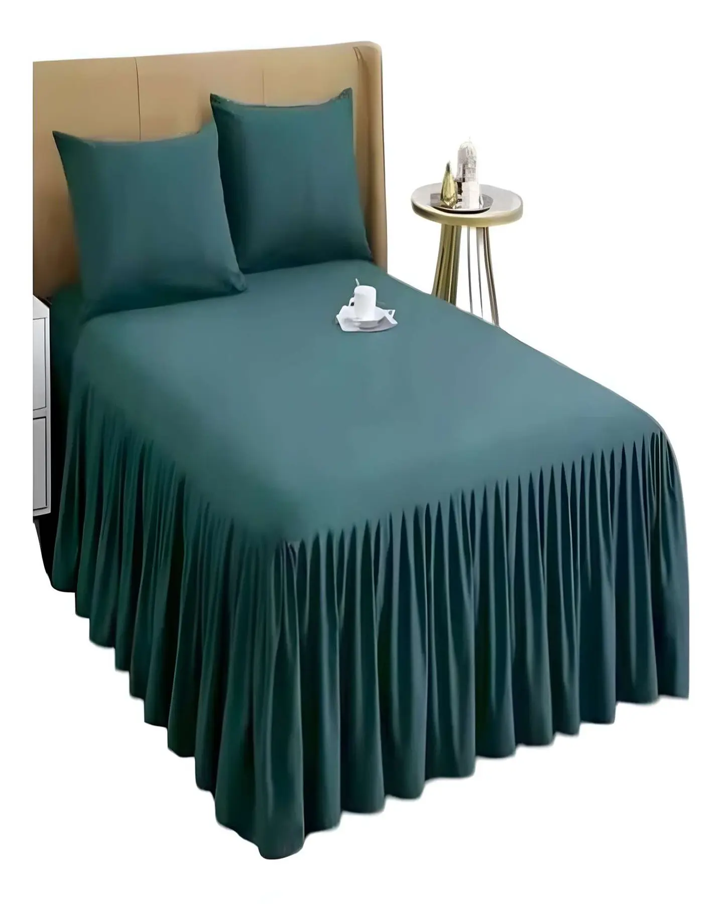 FALDON DE CAMA SIN FUNDA 2 PLAZAS VERDE 2