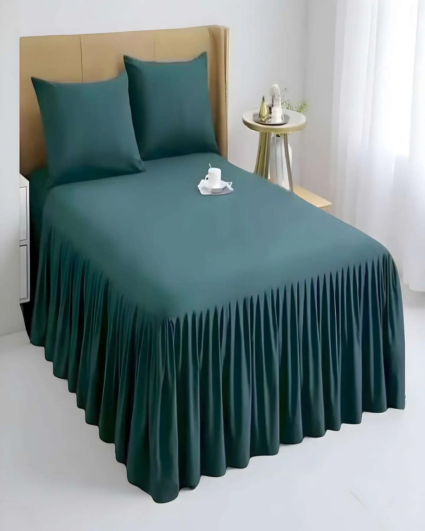 FALDON DE CAMA SIN FUNDA 2 PLAZAS VERDE 4