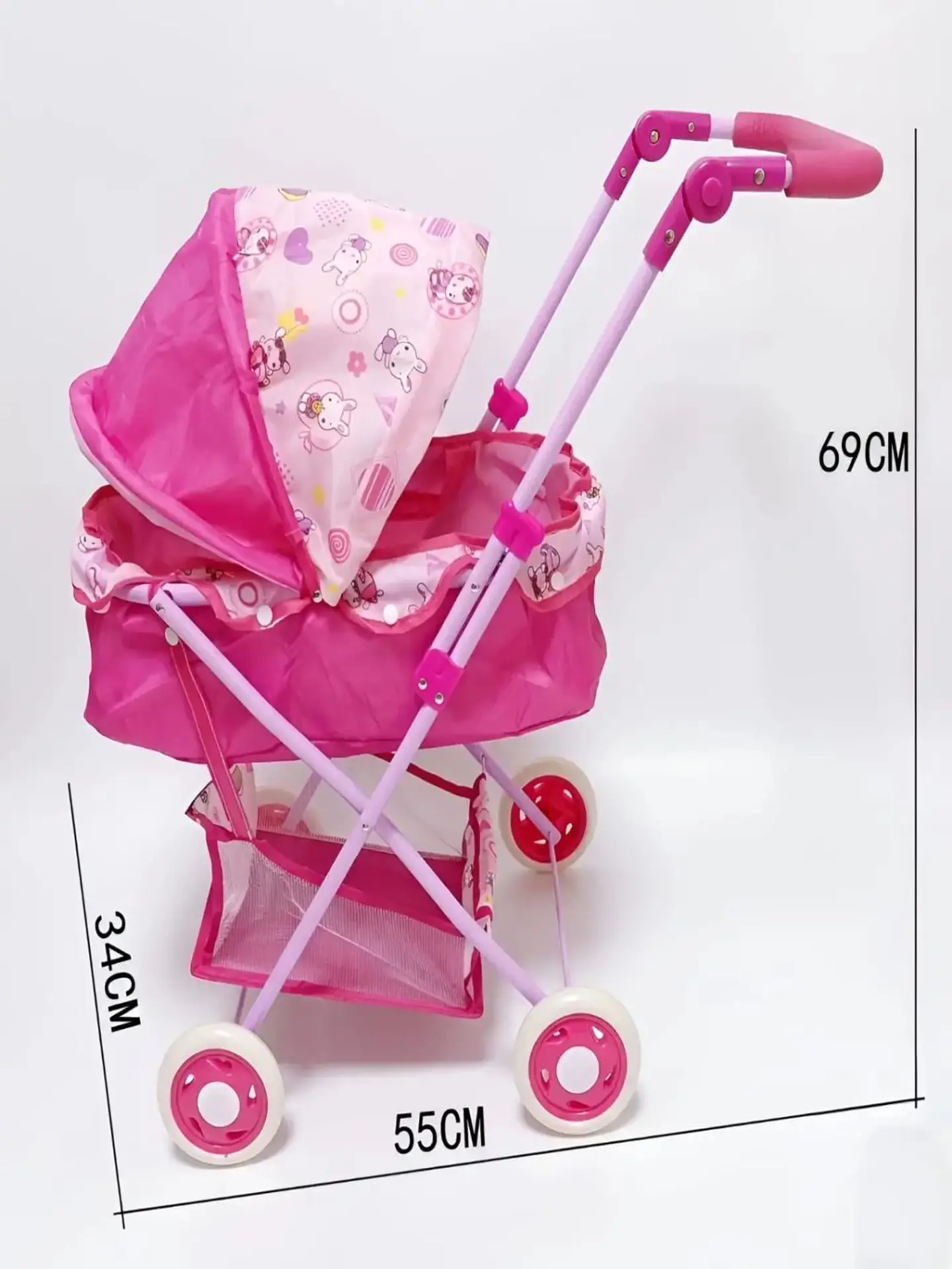 Coche para Muñecas Tipo Moisés con Canasto y Toldo Ajustable 6
