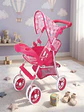 Coche de Juguete para Muñecas con Toldo Plegable y Bandeja Rosado Diseño Lineal - Miniatura 4