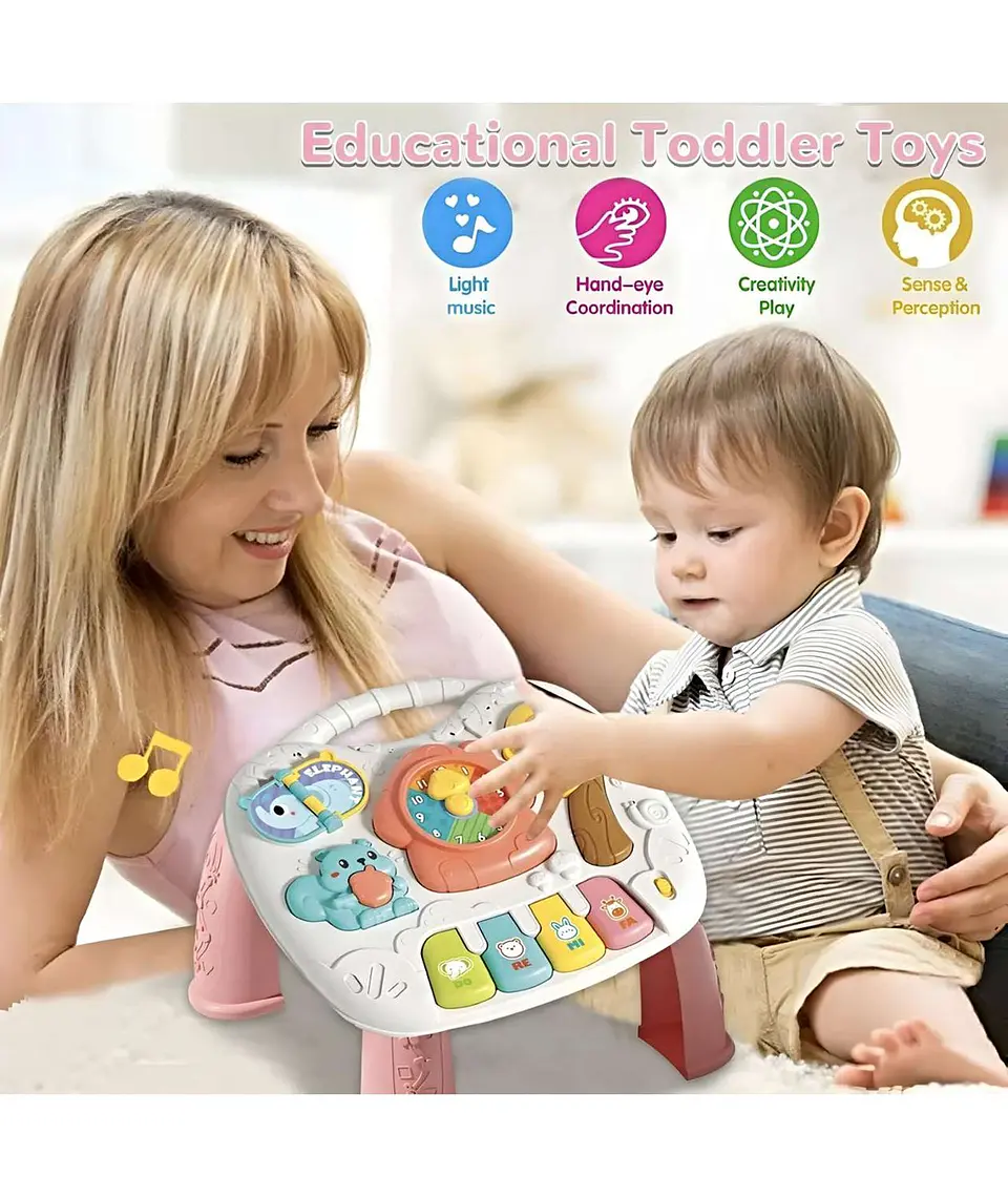 Mesa Interactiva Para Bebé Con Luz Y Sonido ROSA 3