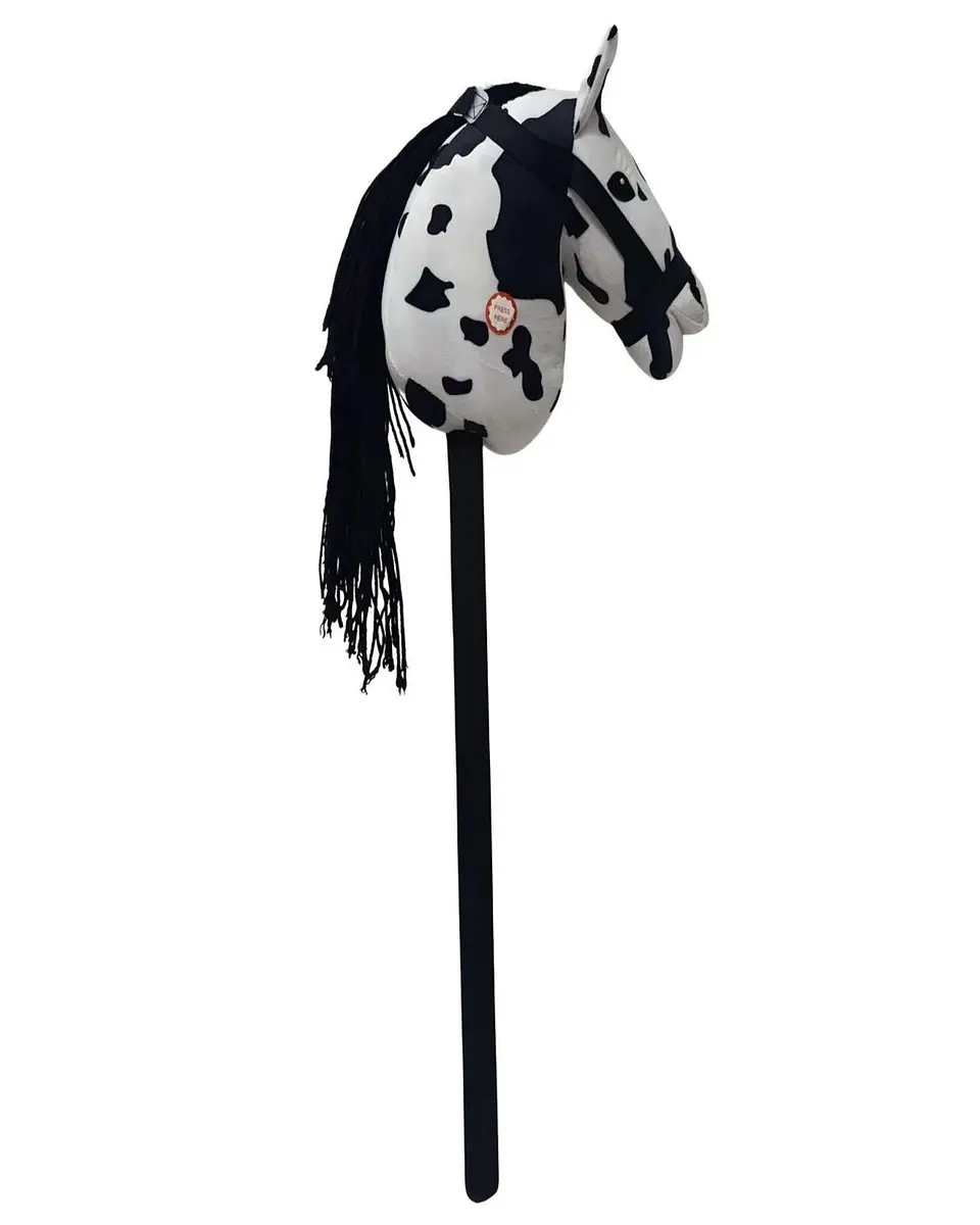 Caballo de Madera Con Sonido Blanco con Manchas 1