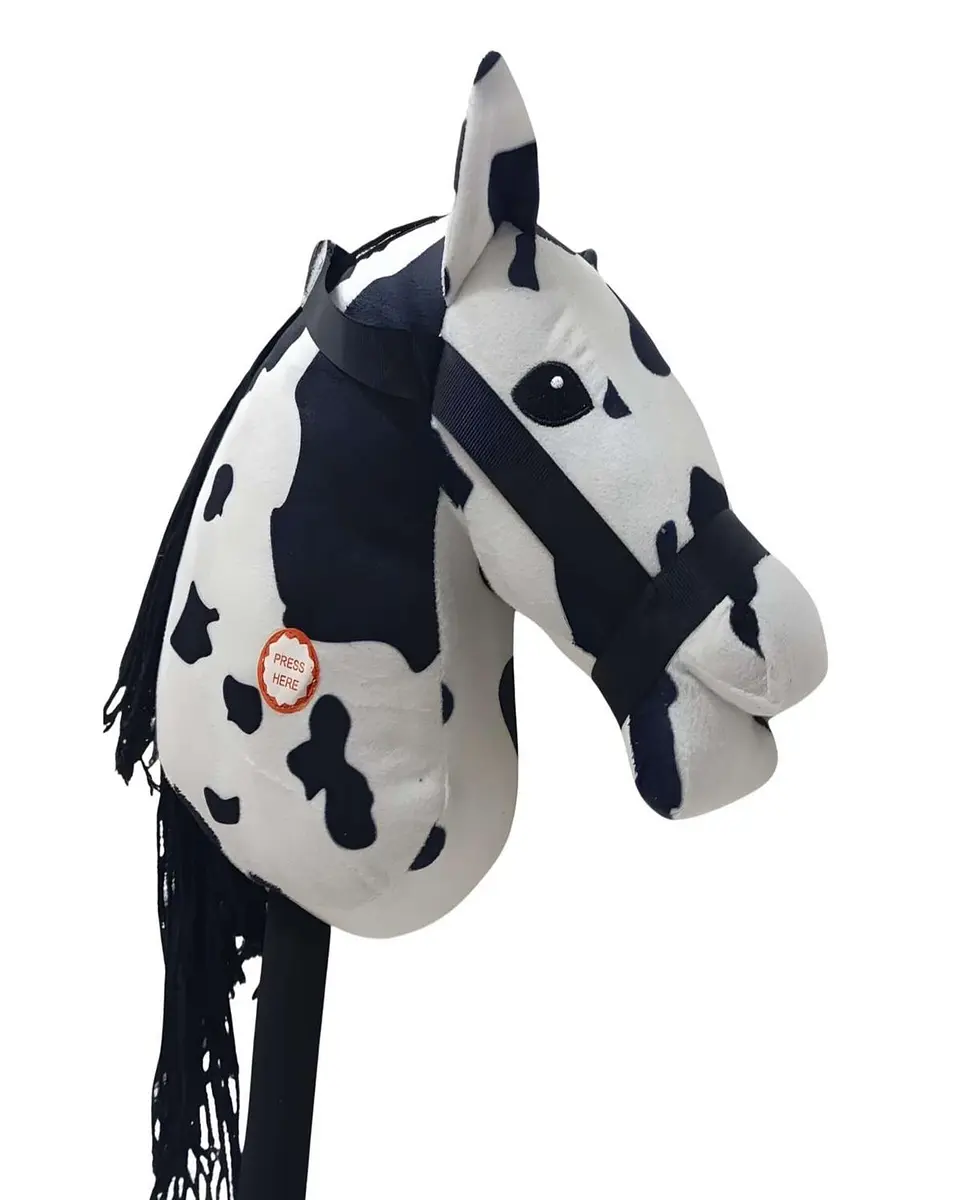 Caballo de Madera Con Sonido Blanco con Manchas 2