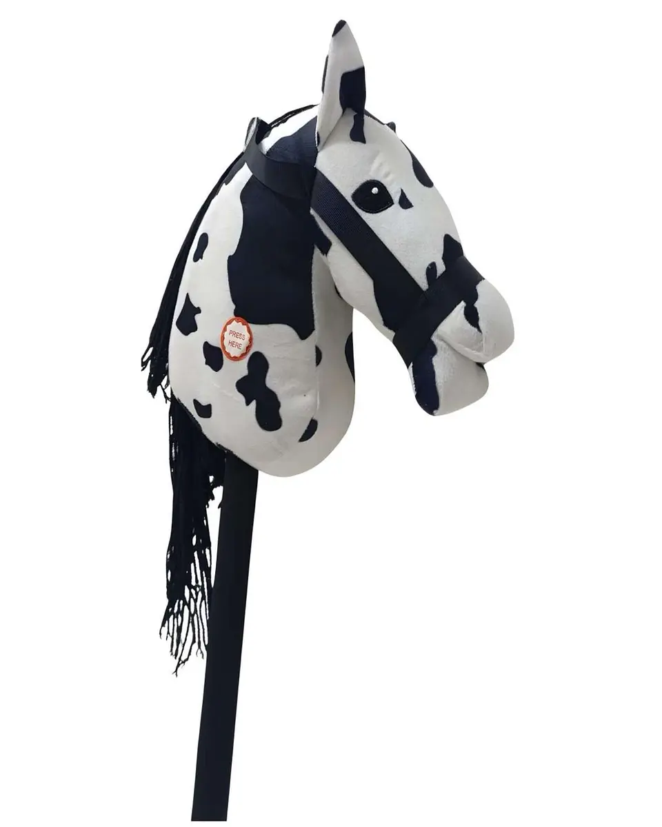 Caballo de Madera Con Sonido Blanco con Manchas 3