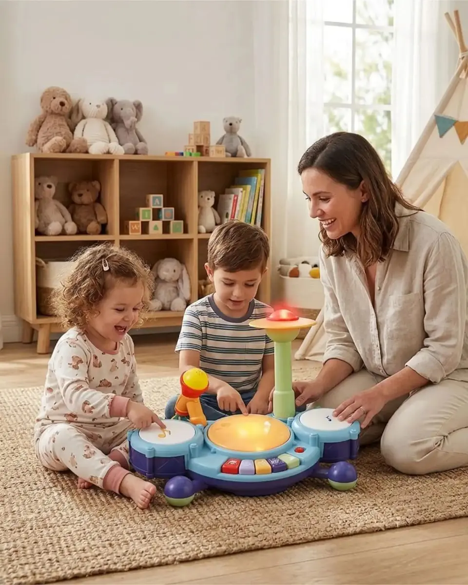 Bateria Musical de Juguete Para Bebe Azul 4