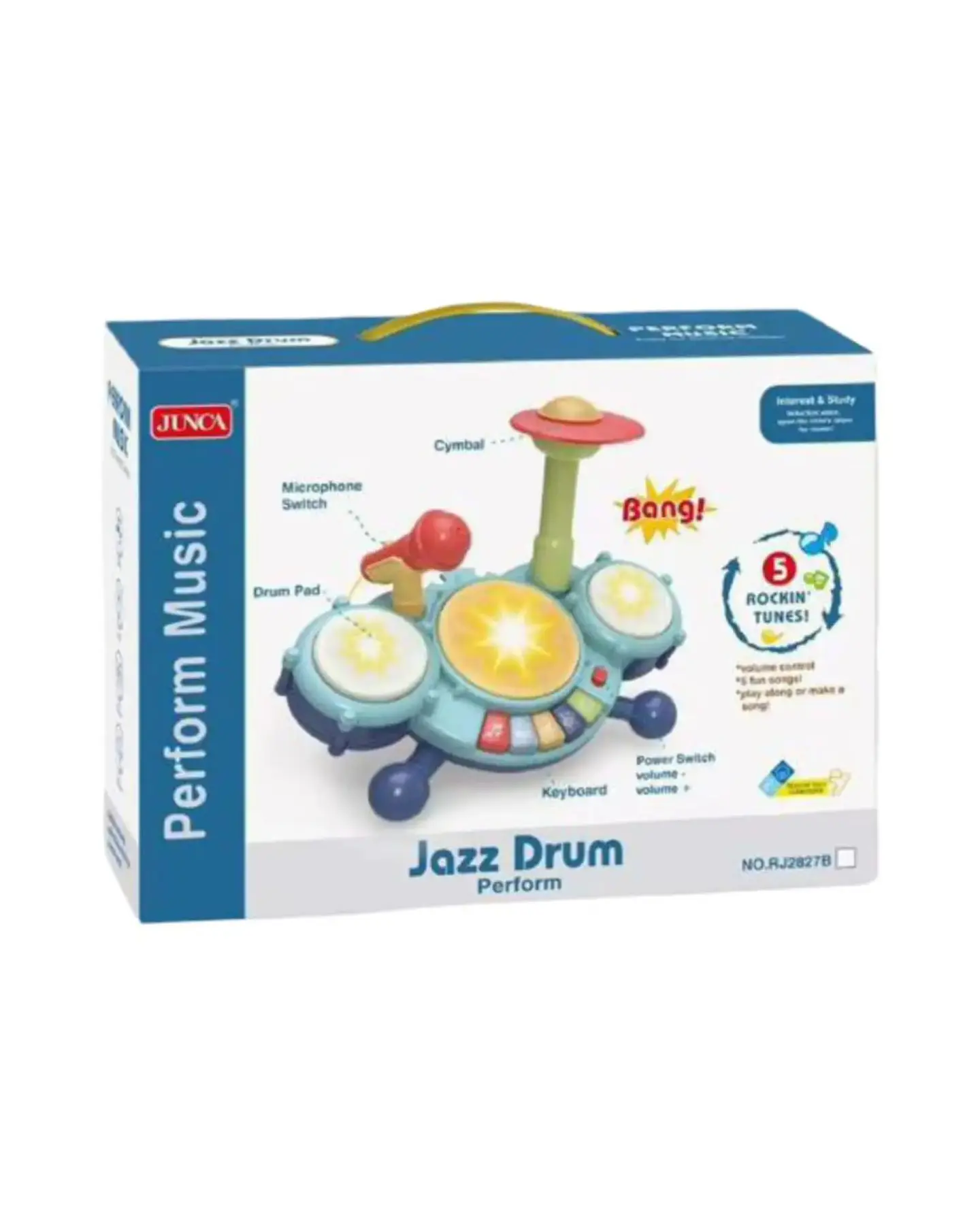 Bateria Musical de Juguete Para Bebe Azul 6