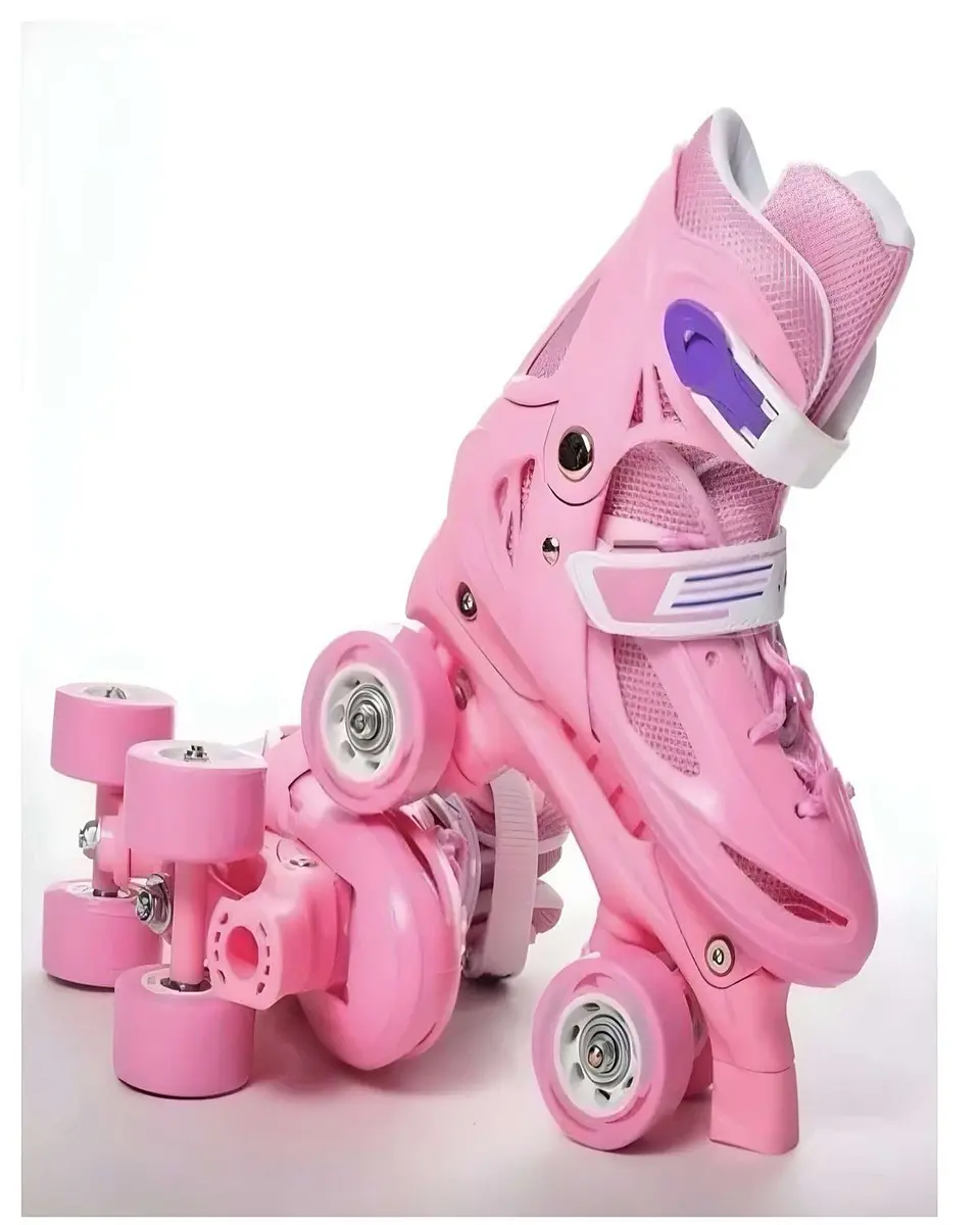 Patines Ajustables 4 Ruedas Niña Rosado Talla XS27-30 3