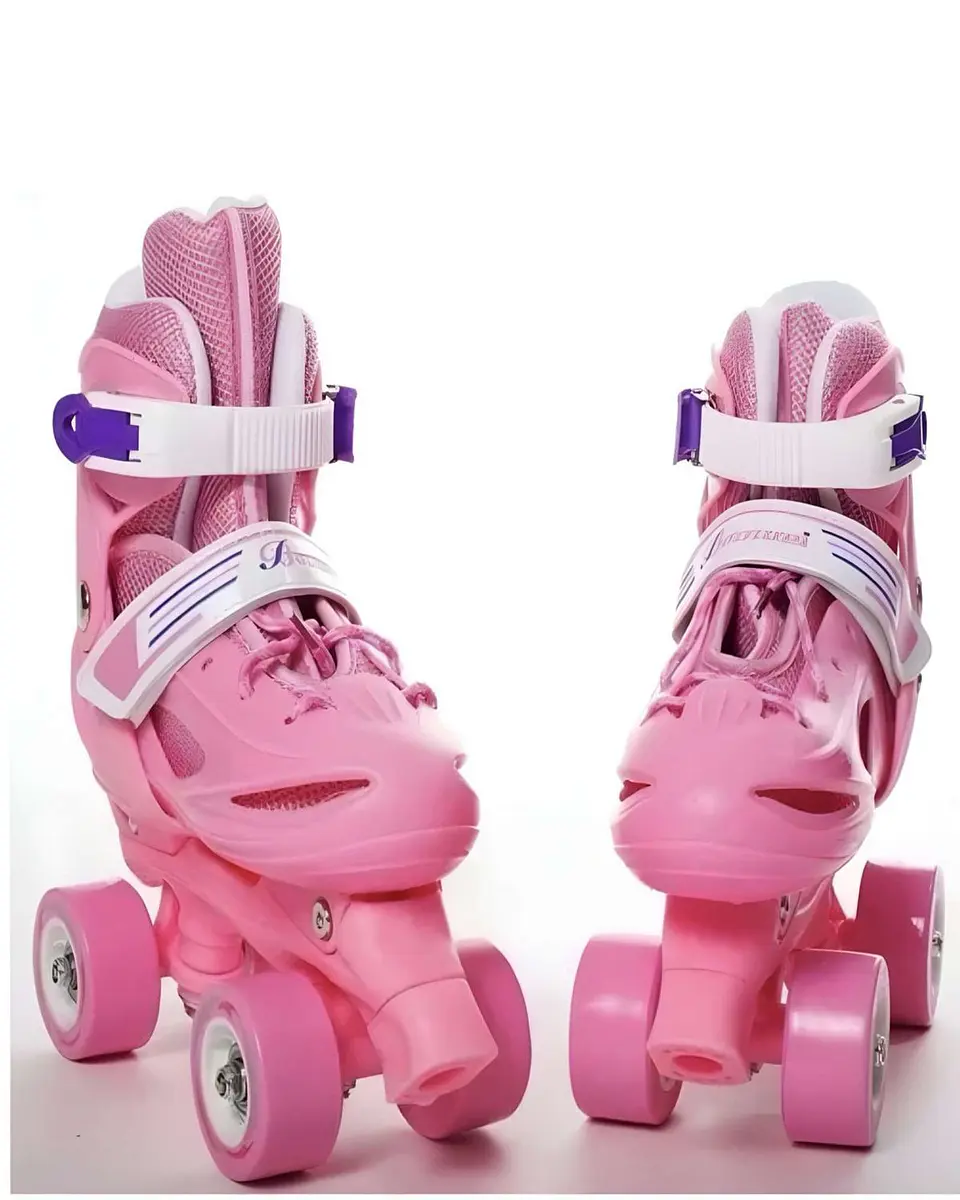Patines Ajustables 4 Ruedas Niña Rosado Talla M35-38 1