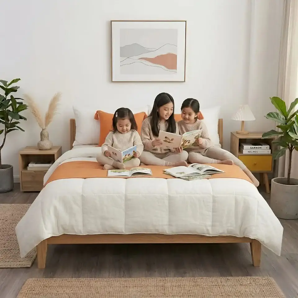 Piecera de Cama Diseño Lino con Borlas 3