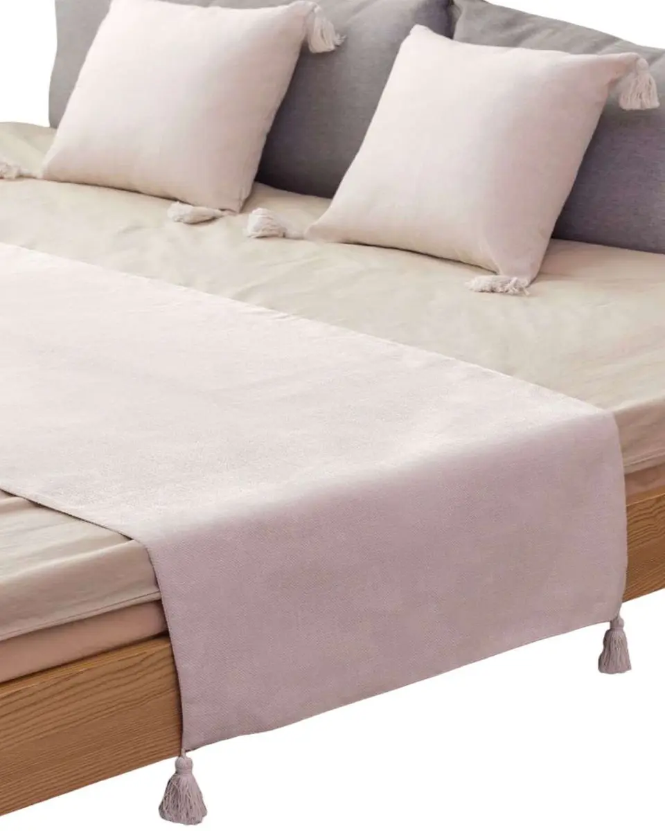PIECERA SIN FUNDAS CON POMPONES BEIGE 2