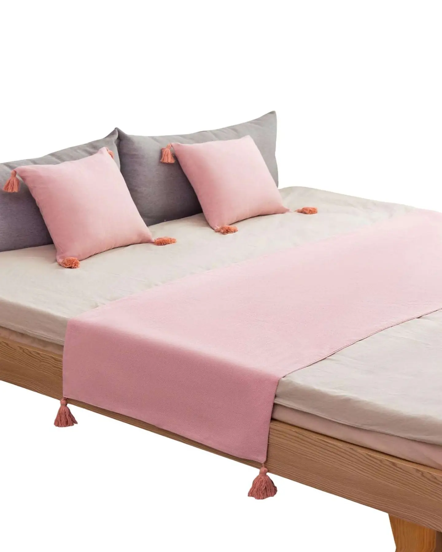PIECERA SIN FUNDAS CON POMPONES ROSA 1