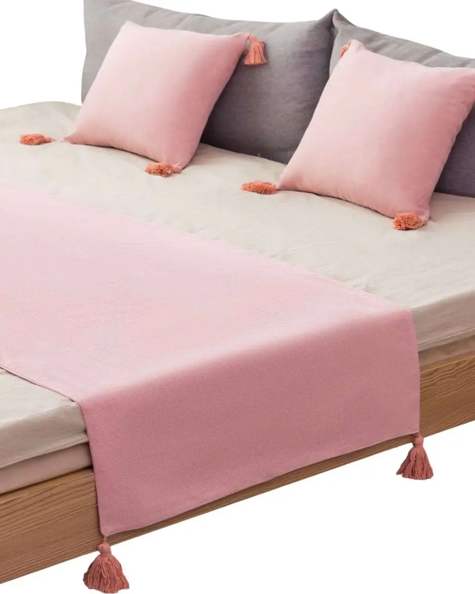 PIECERA SIN FUNDAS CON POMPONES ROSA 2