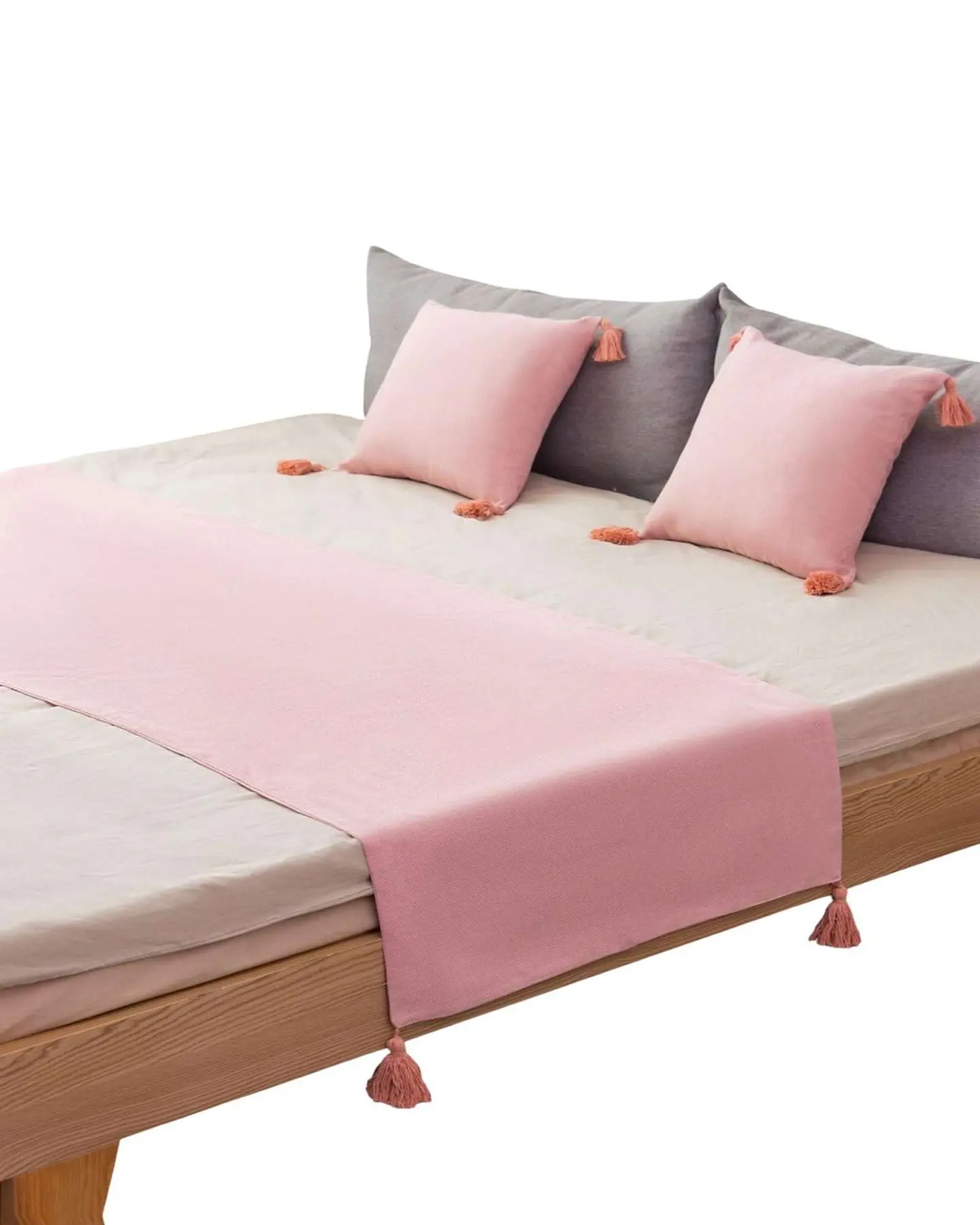 PIECERA SIN FUNDAS CON POMPONES ROSA 3