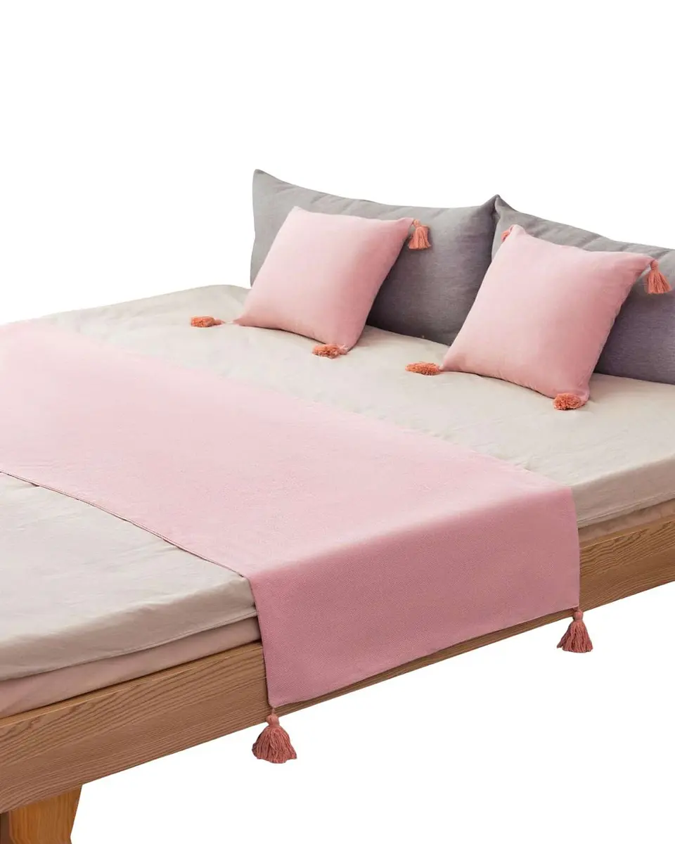 PIECERA SIN FUNDAS CON POMPONES ROSA 3