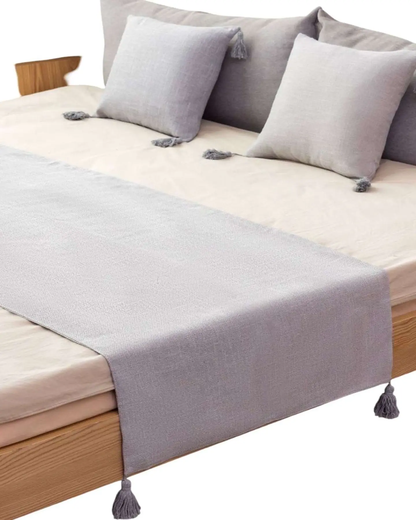PIECERA SIN FUNDAS CON POMPONES GRIS 2