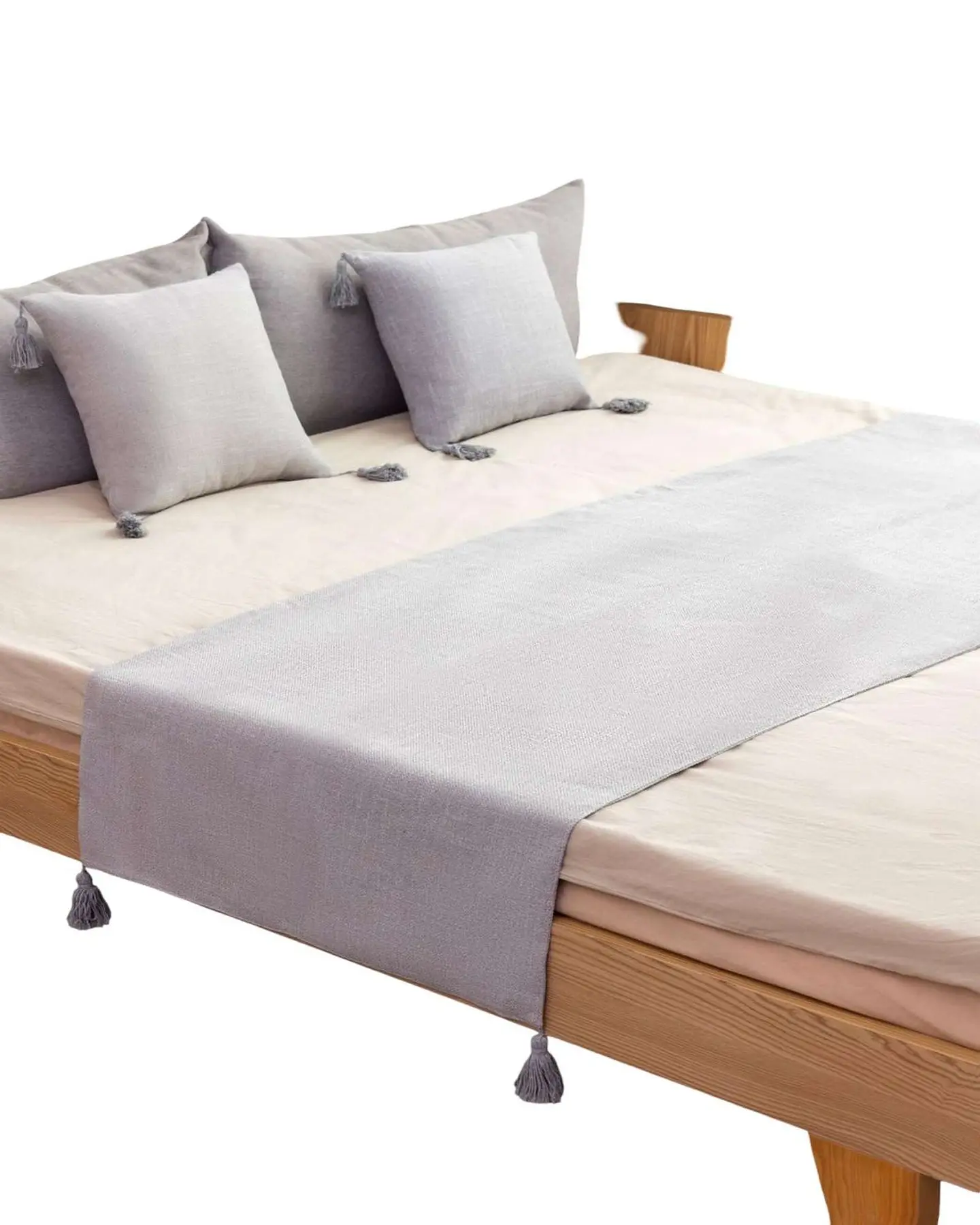 PIECERA SIN FUNDAS CON POMPONES GRIS 3