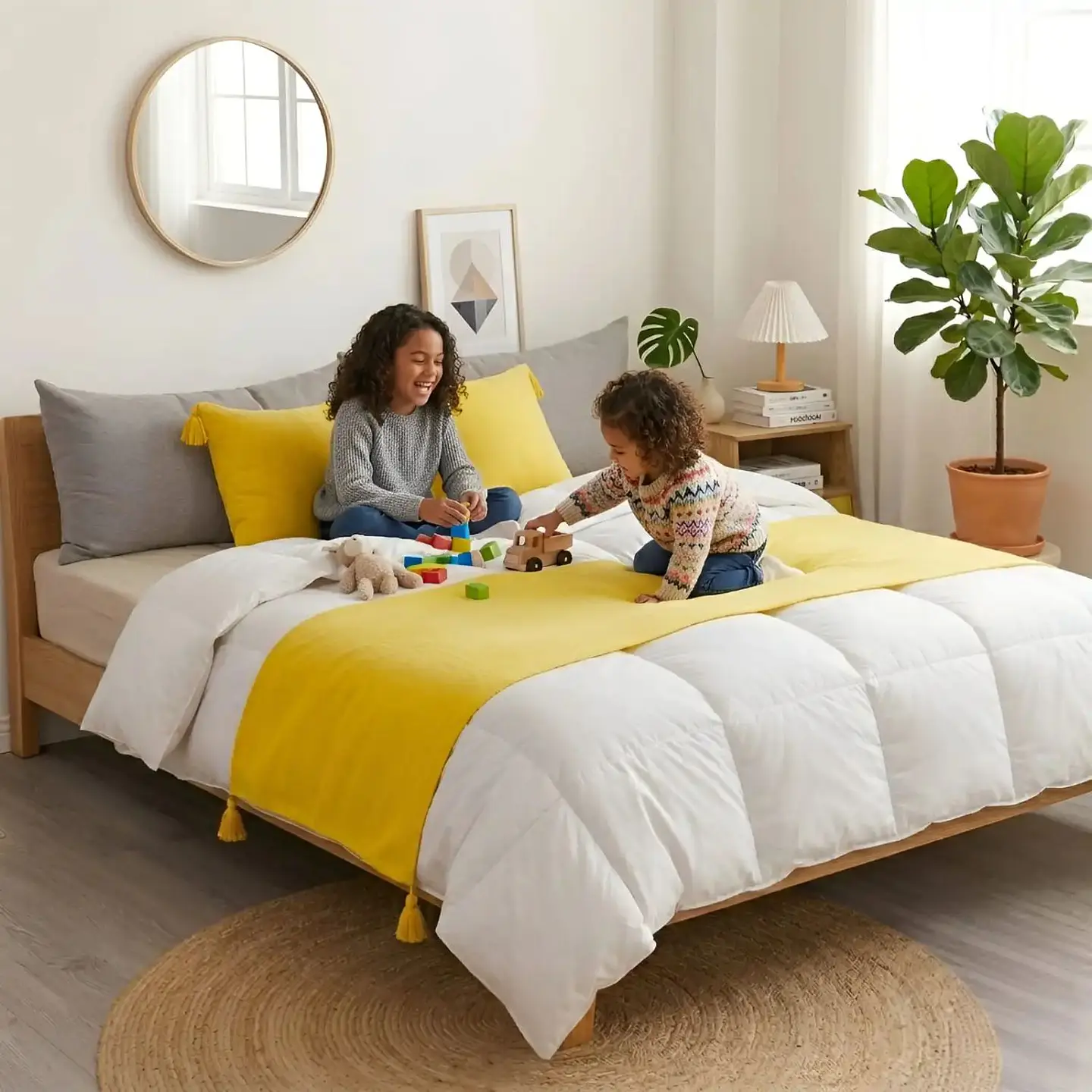 Piecera de Cama Diseño Lino con Borlas 3