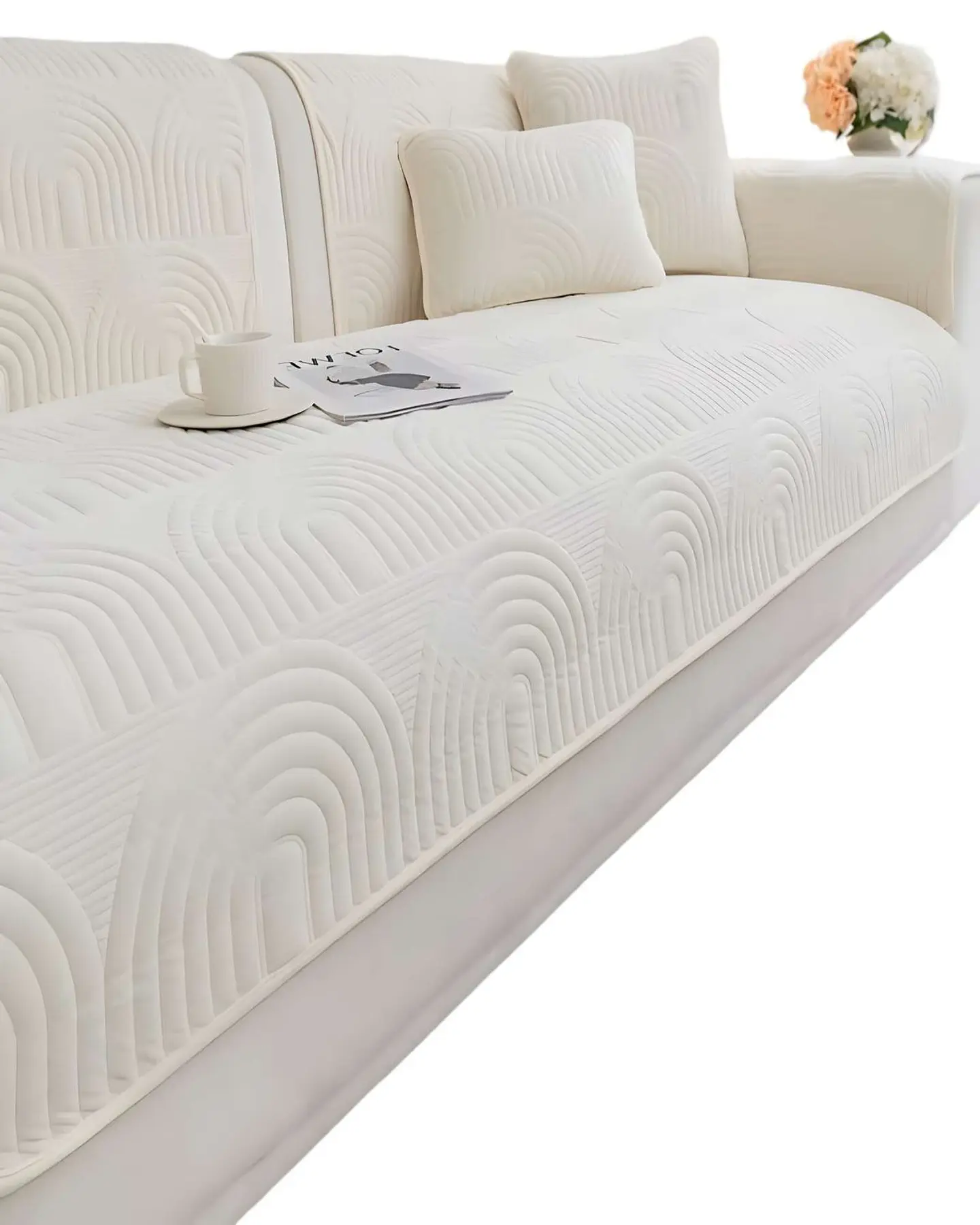 PACK DE 5 FUNDAS PARA SOFA CON DISEÑO BLANCO 2