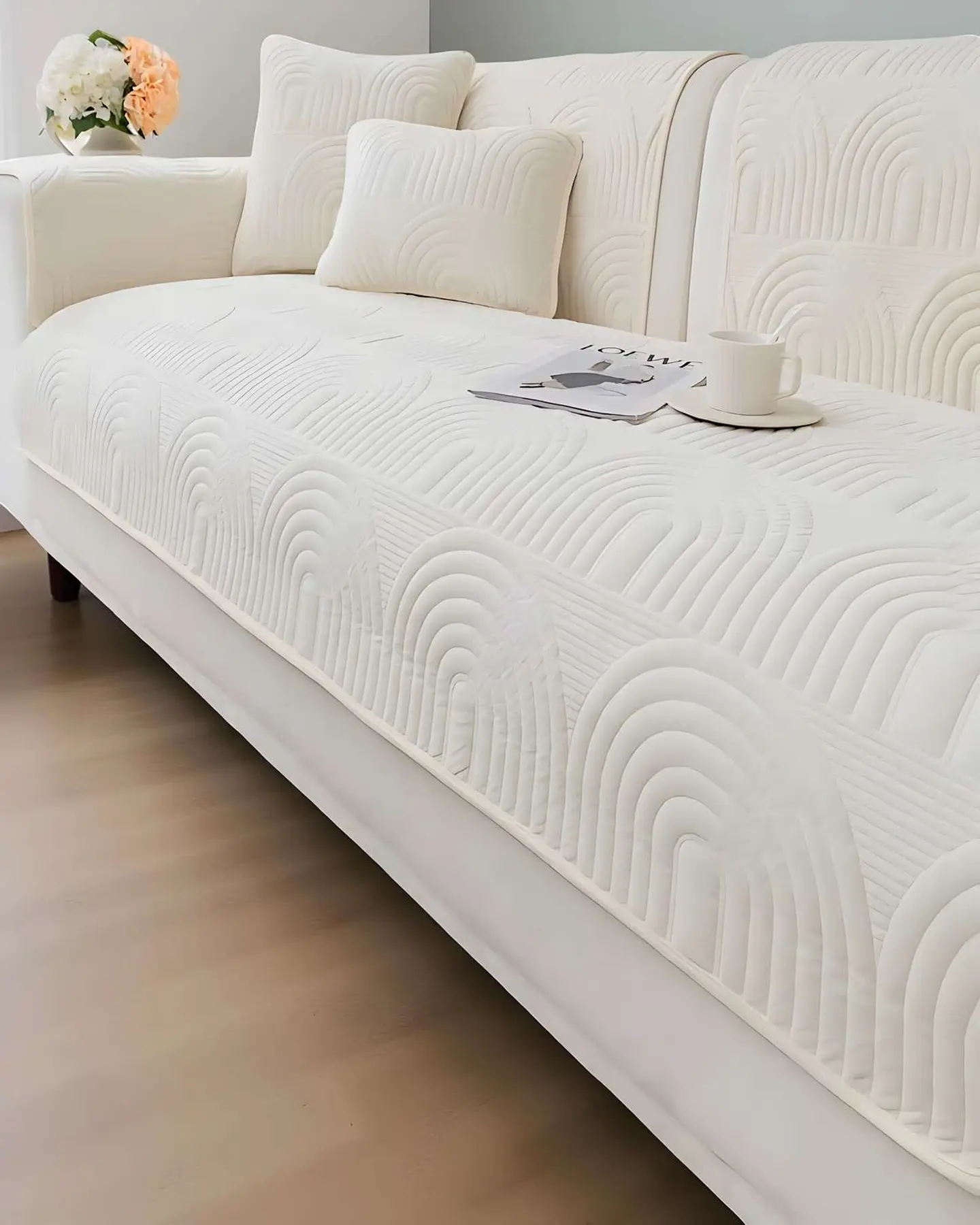 PACK DE 5 FUNDAS PARA SOFA CON DISEÑO BLANCO 3