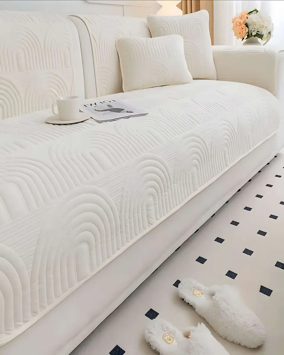 PACK DE 5 FUNDAS PARA SOFA CON DISEÑO BLANCO 4