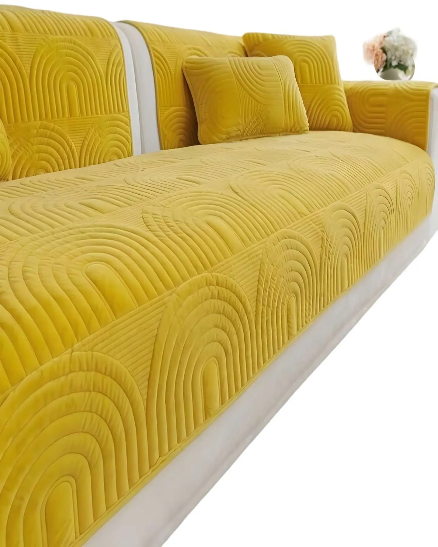 PACK DE 5 FUNDAS PARA SOFA CON DISEÑO AMARILLO 2