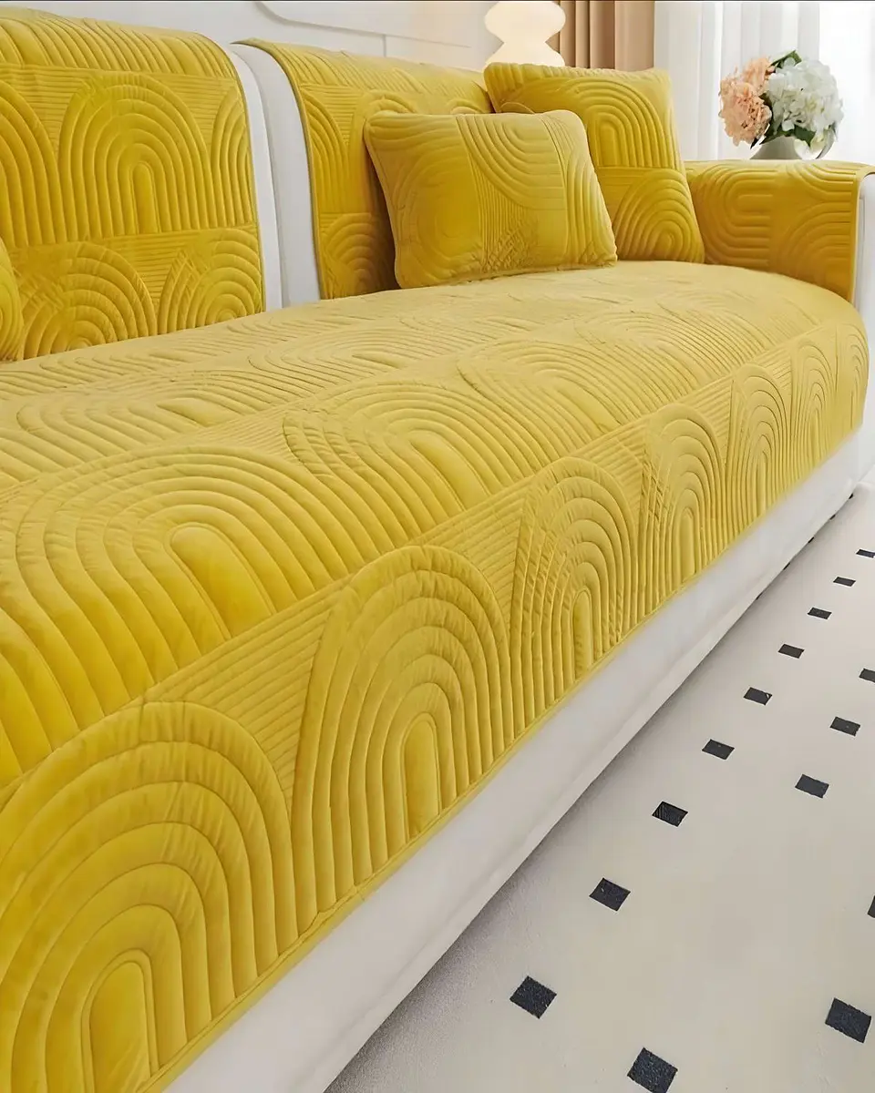 PACK DE 5 FUNDAS PARA SOFA CON DISEÑO AMARILLO 4
