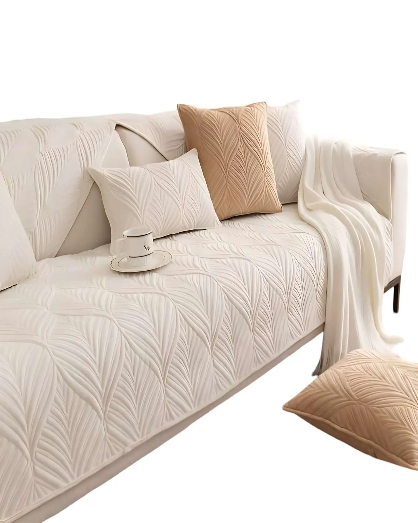 PACK DE 5 FUNDAS PARA SOFA CON DISEÑO BLANCO 2
