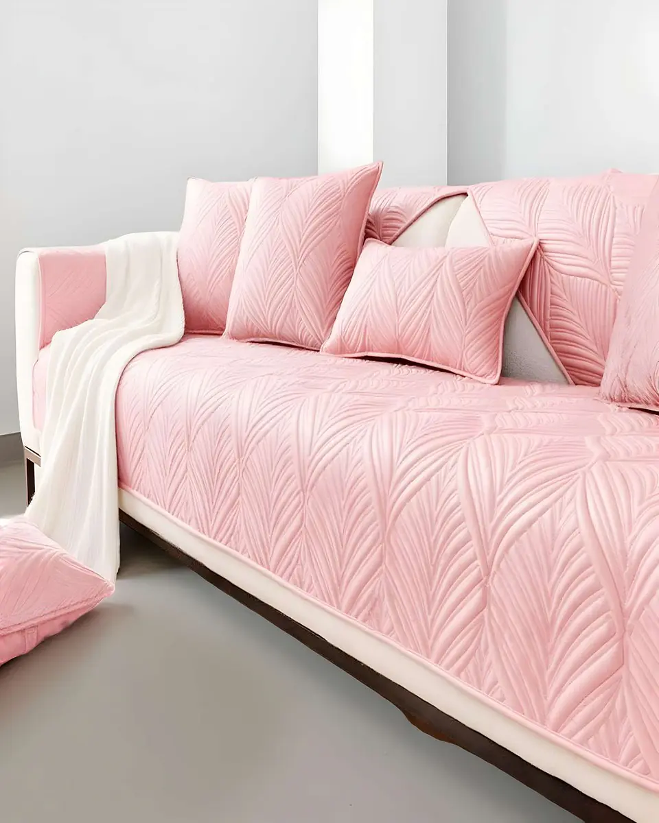 PACK DE 5 FUNDAS PARA SOFA CON DISEÑO ROSA 3