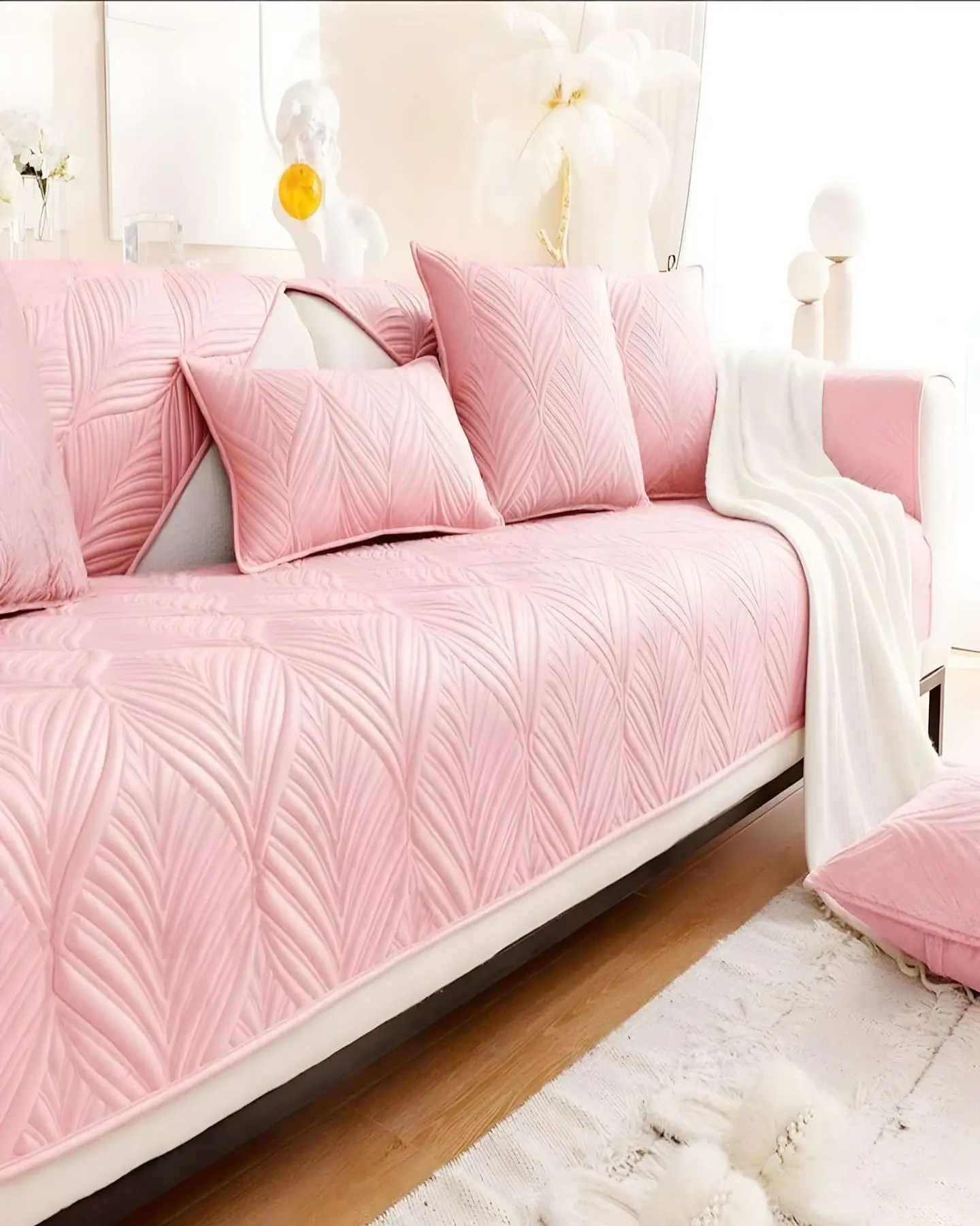 PACK DE 5 FUNDAS PARA SOFA CON DISEÑO ROSA 4
