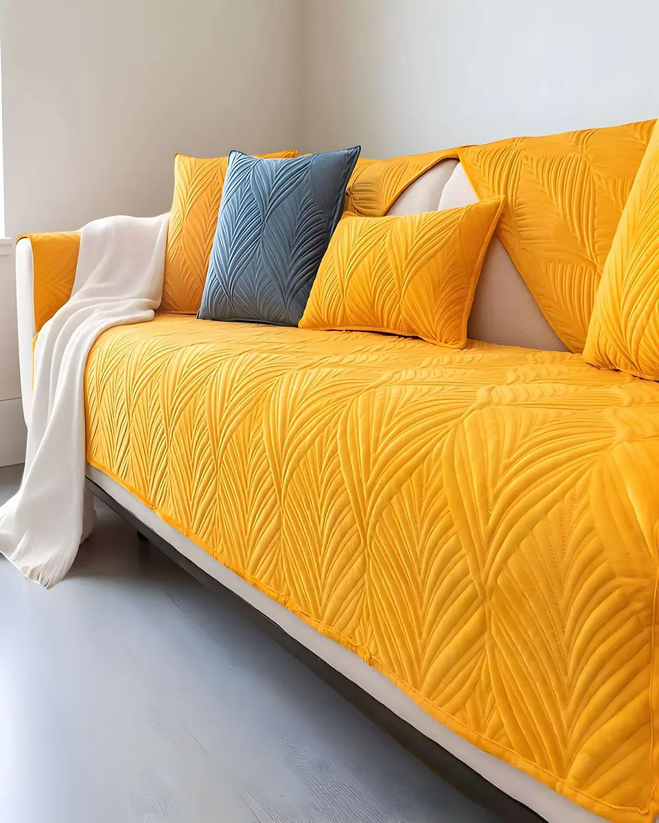 PACK DE 5 FUNDAS PARA SOFA CON DISEÑO AMARILLO 3