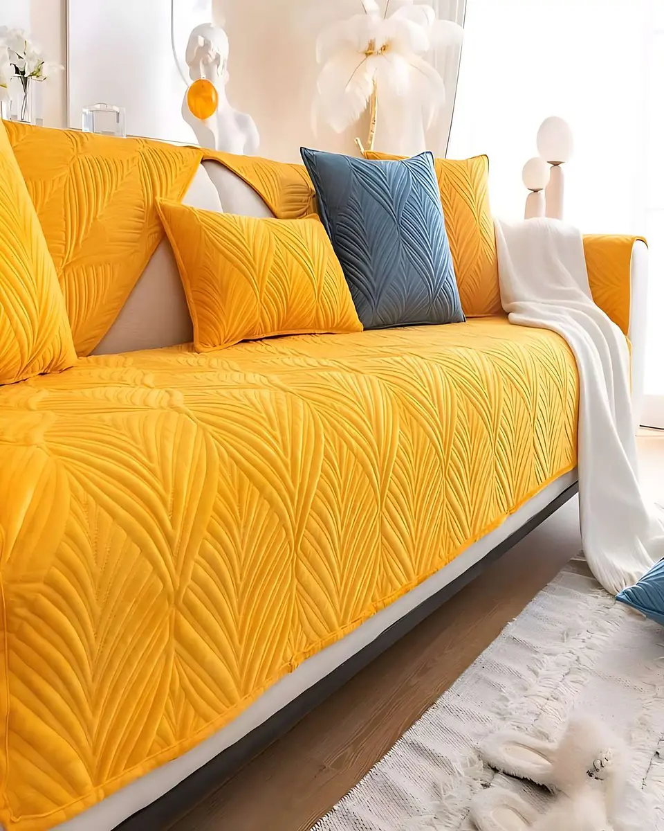 PACK DE 5 FUNDAS PARA SOFA CON DISEÑO AMARILLO 4