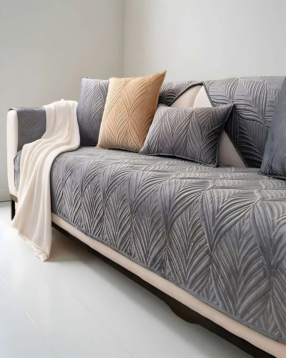 PACK DE 5 FUNDAS PARA SOFA CON DISEÑO GRIS 3