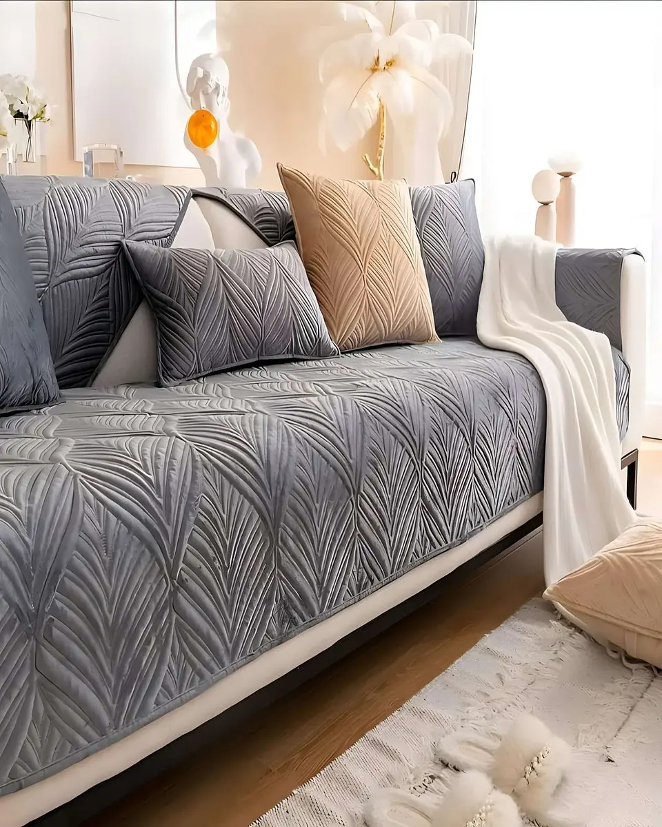 PACK DE 5 FUNDAS PARA SOFA CON DISEÑO GRIS 4
