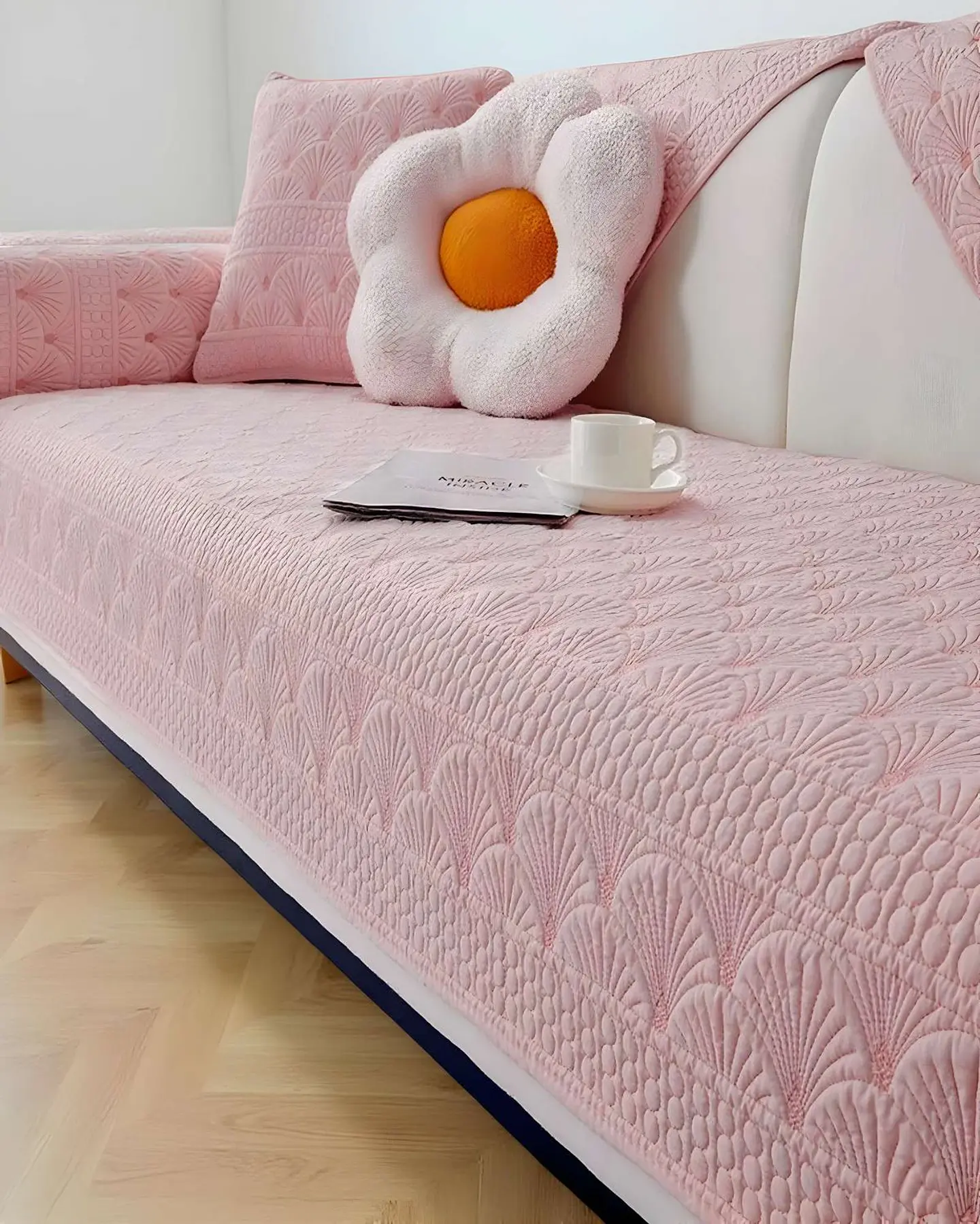 PACK DE 5 FUNDAS PARA SOFA CON DISEÑO ROSA 3