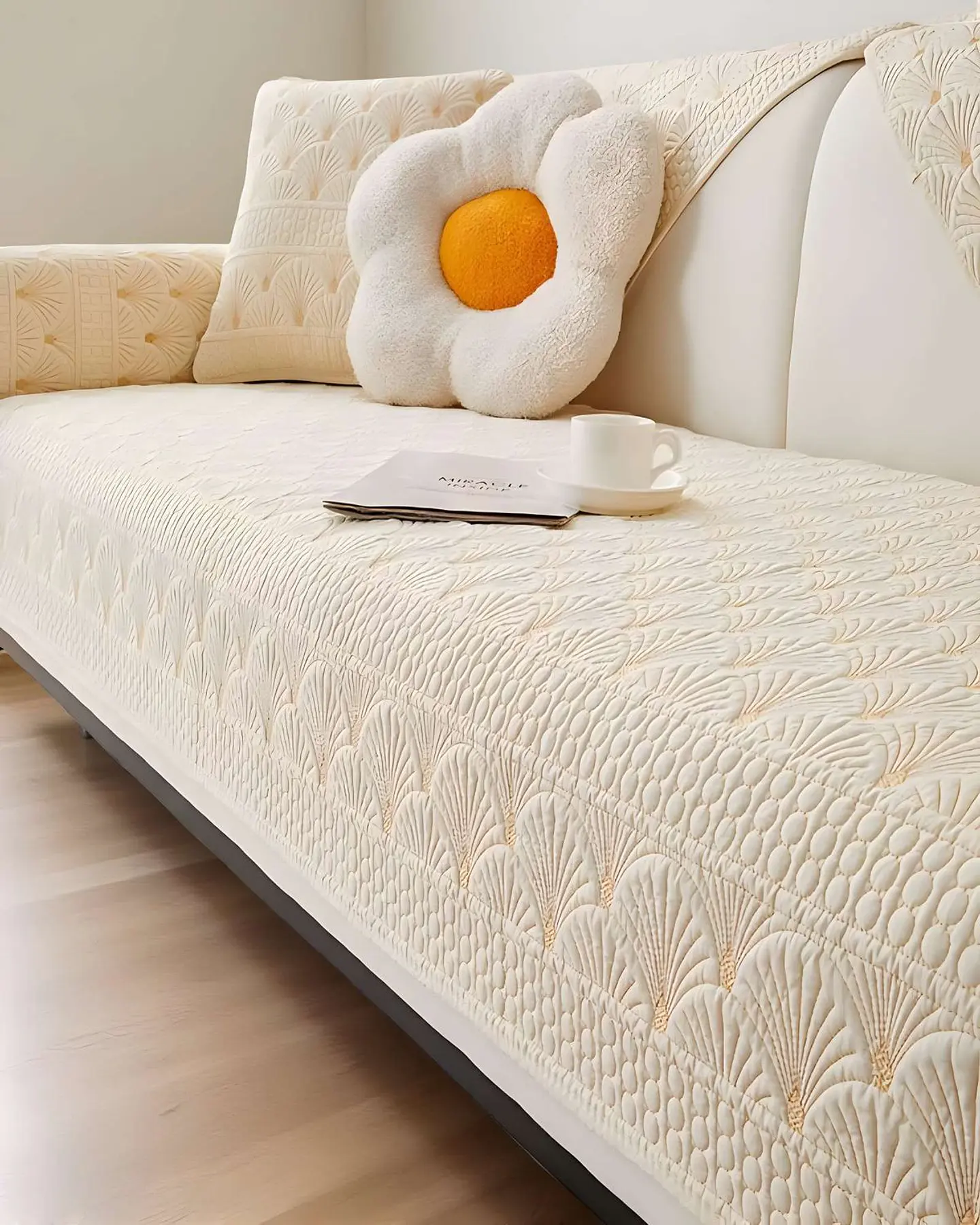 PACK DE 5 FUNDAS PARA SOFA CON DISEÑO BLANCO 3