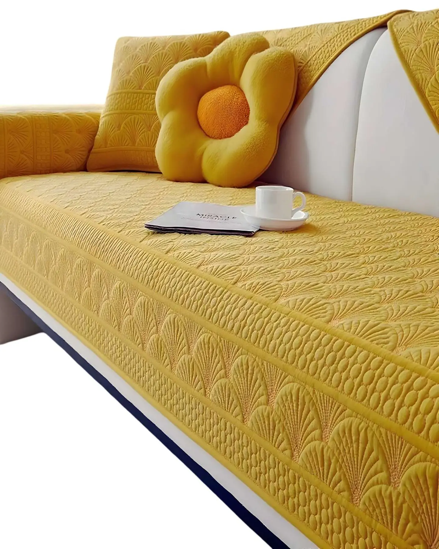 PACK DE 5 FUNDAS PARA SOFA CON DISEÑO AMARILLO 1