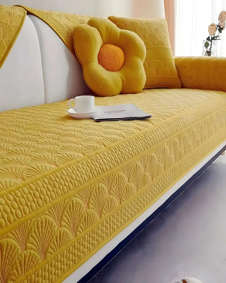 PACK DE 5 FUNDAS PARA SOFA CON DISEÑO AMARILLO 4
