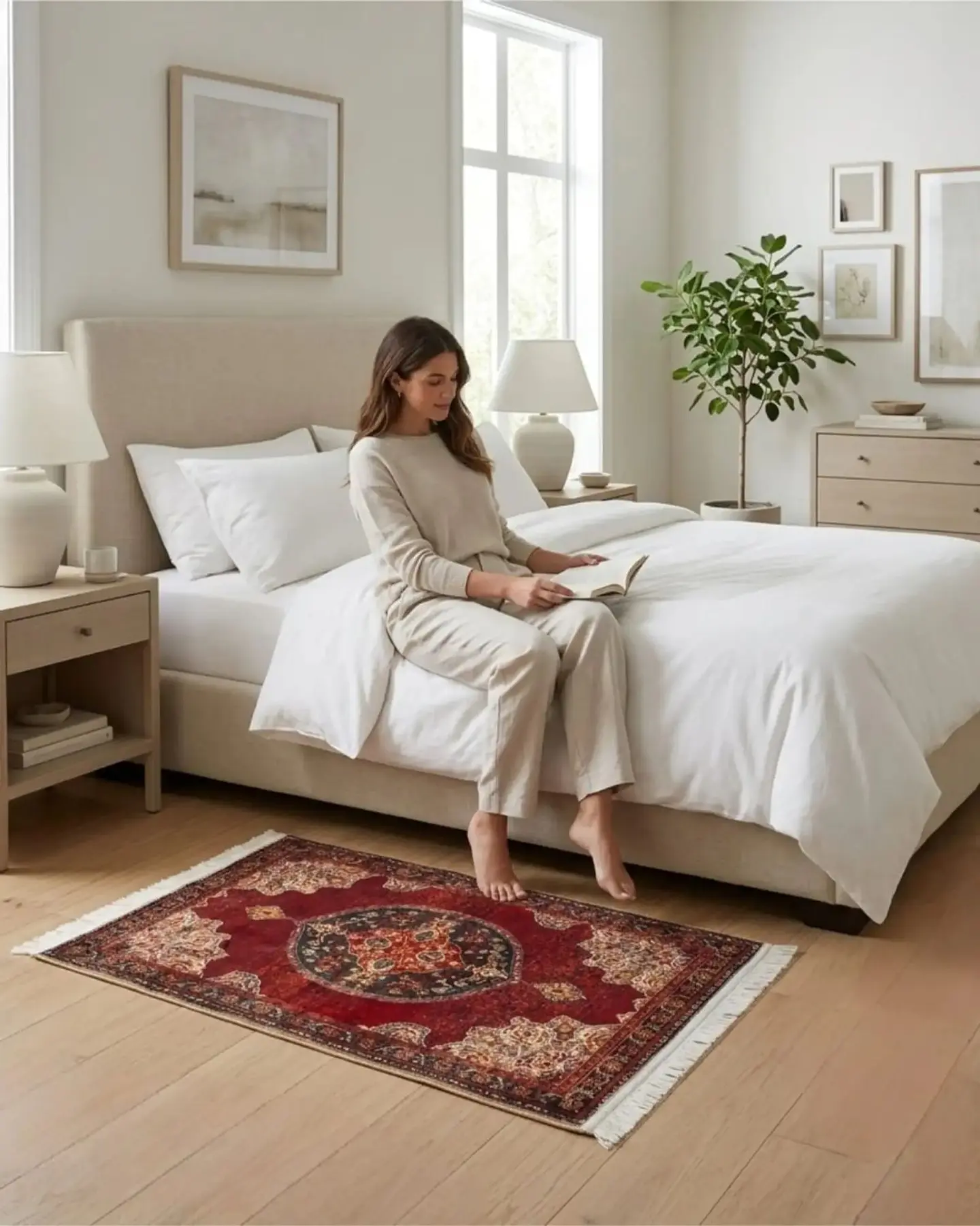 Alfombra Estilo Persa Vintage Con Flecos 80x120 Cm 1