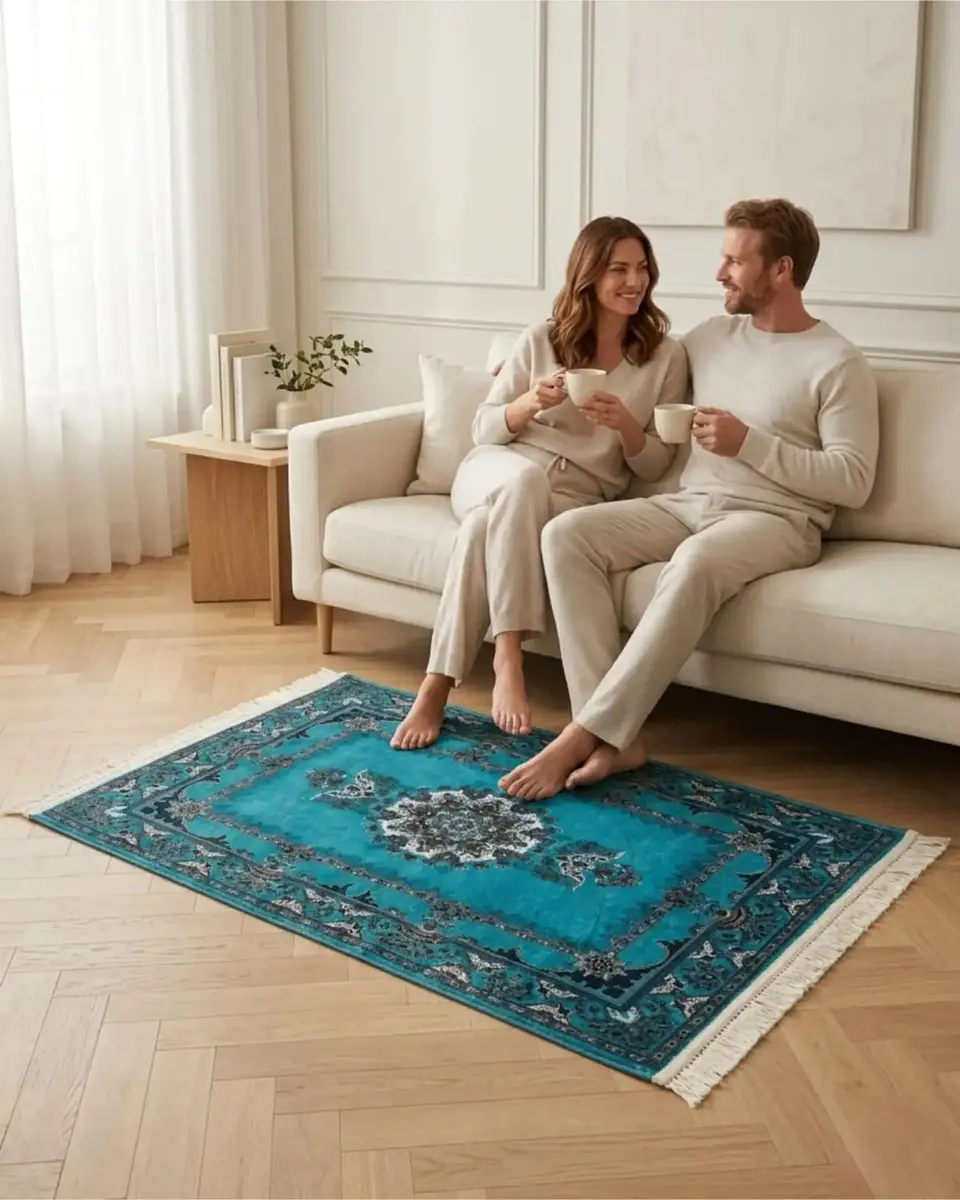 Alfombra Estilo Persa Vintage Con Flecos 80x120 Cm 4